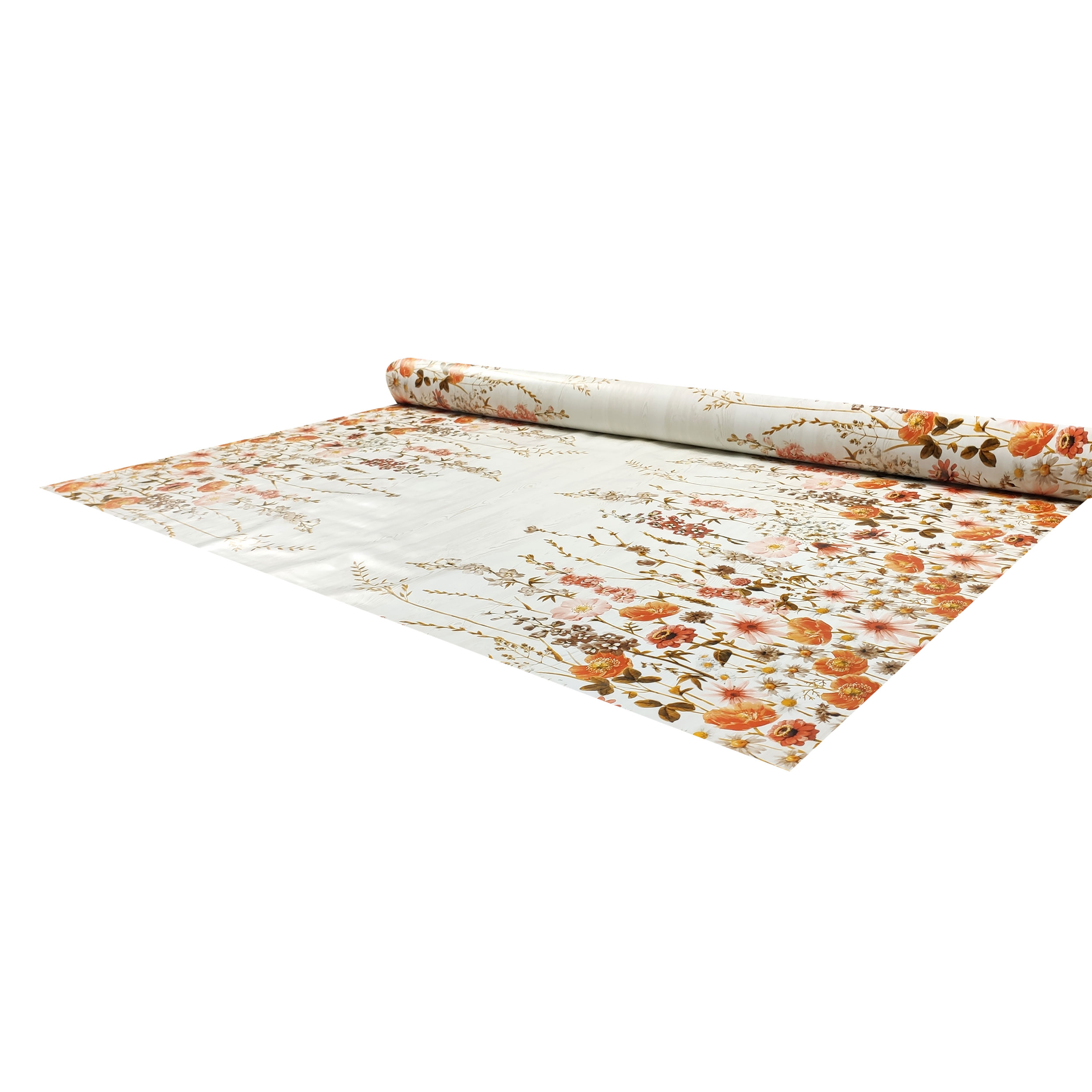 Tessuto per Tovaglia Plastificata Fiori Arancio
