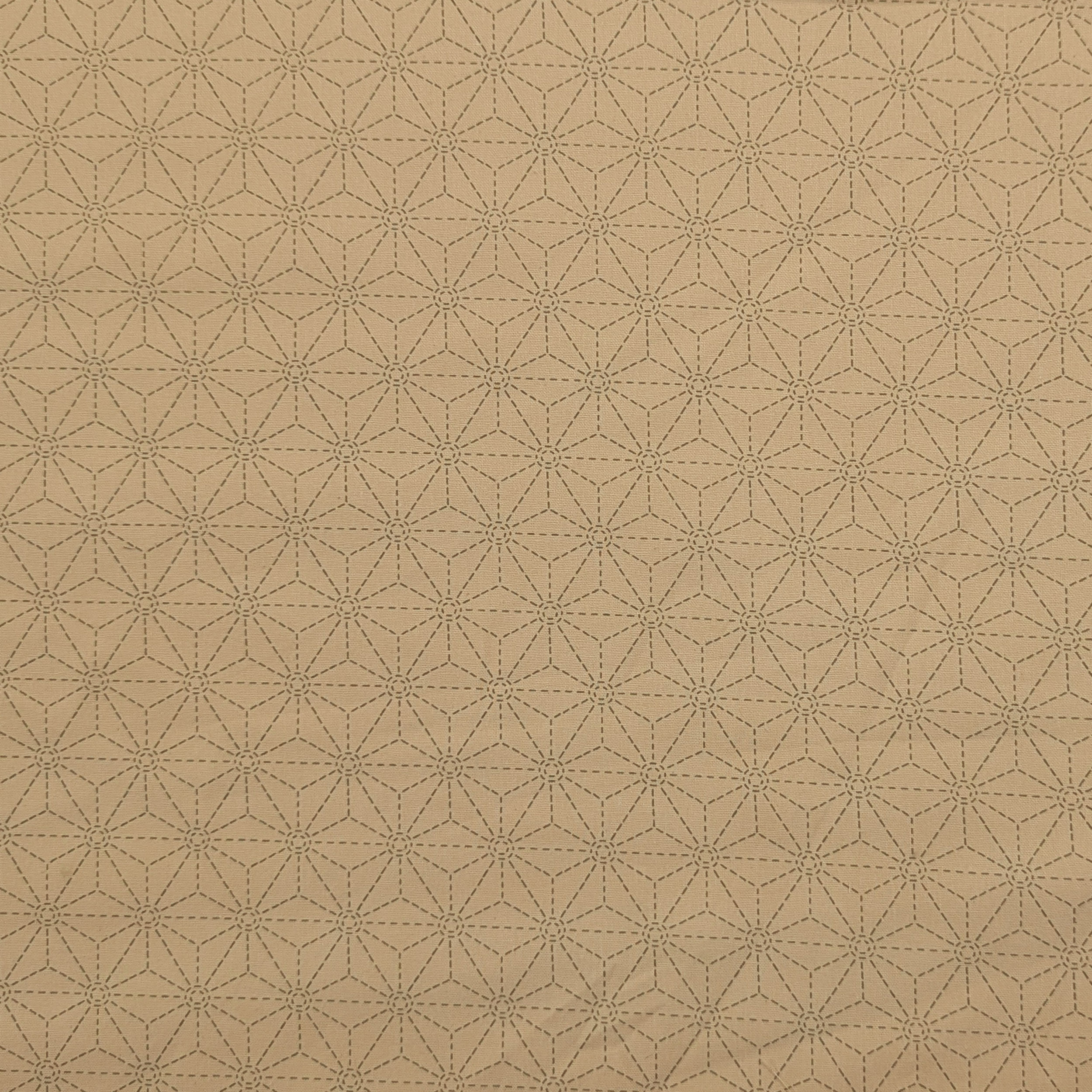Popeline Cotone Beige con Stelle Geometriche Image