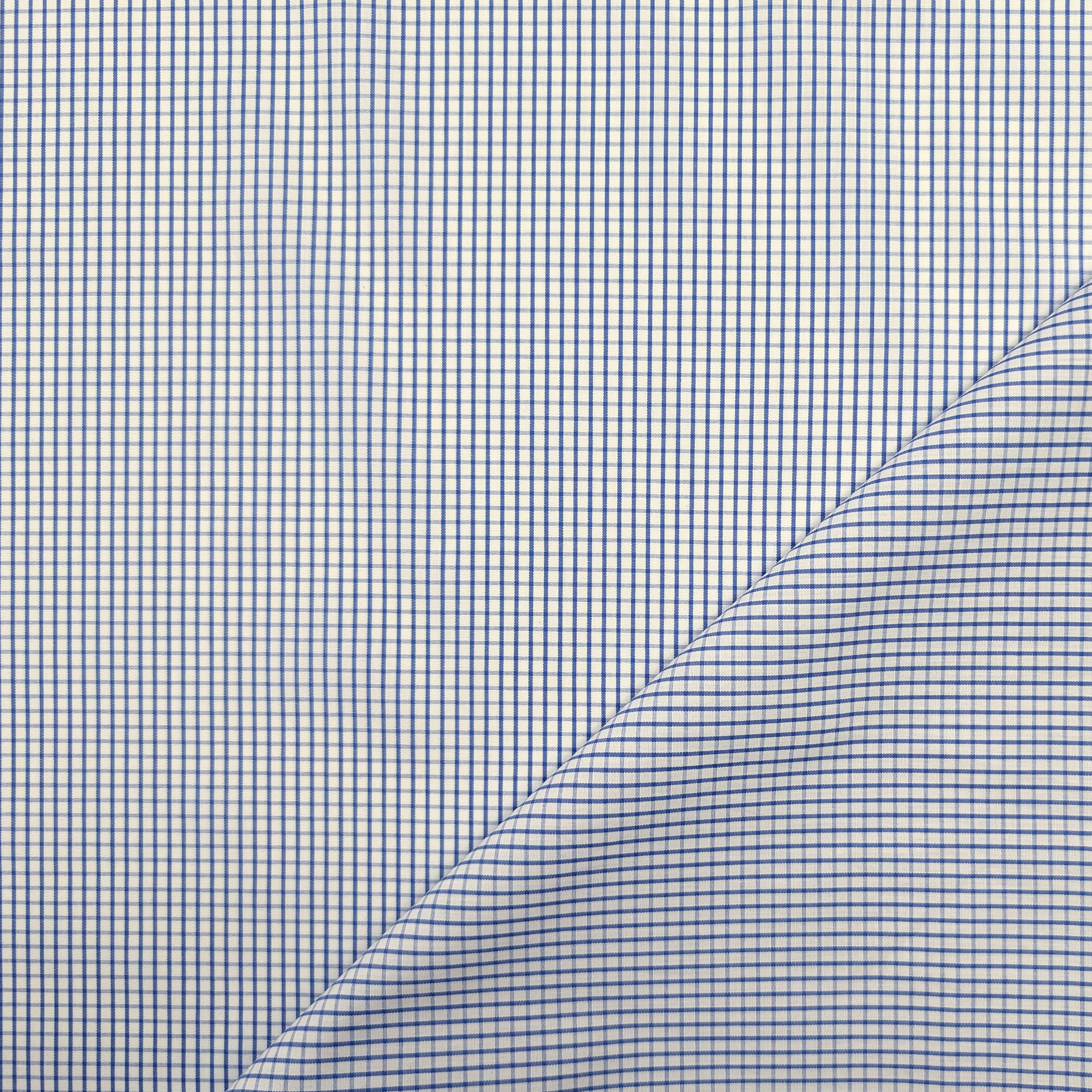 Cotone per Camiceria Quadretti Blu e Bianchi Image