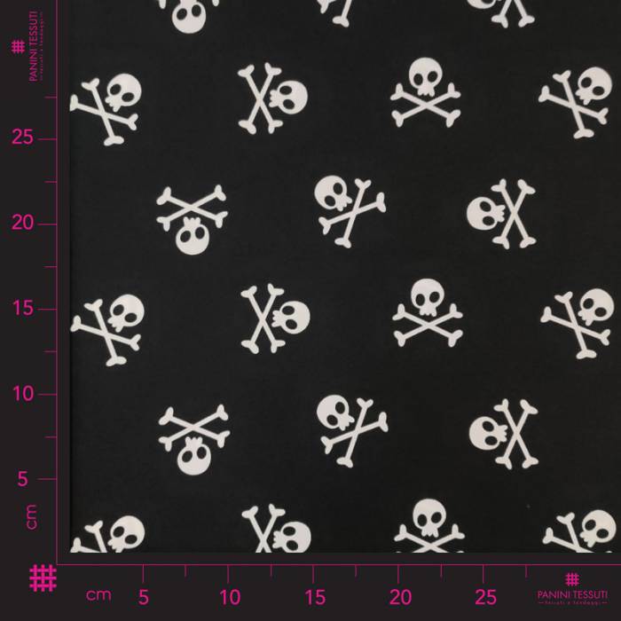 Tessuto Teschi Pirati Sfondo Nero