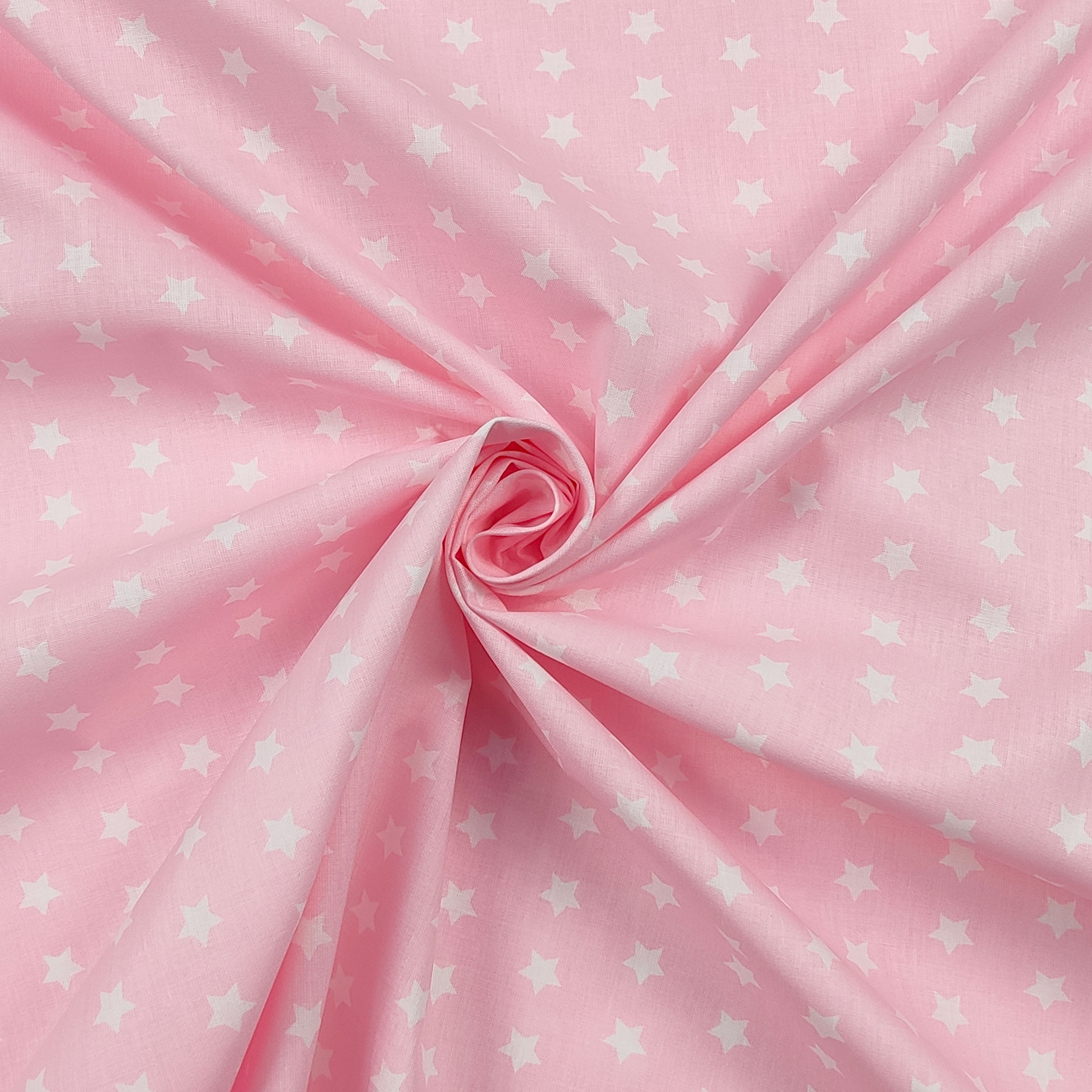 Cotone Stelle Bianche Sfondo Rosa Chiaro Image