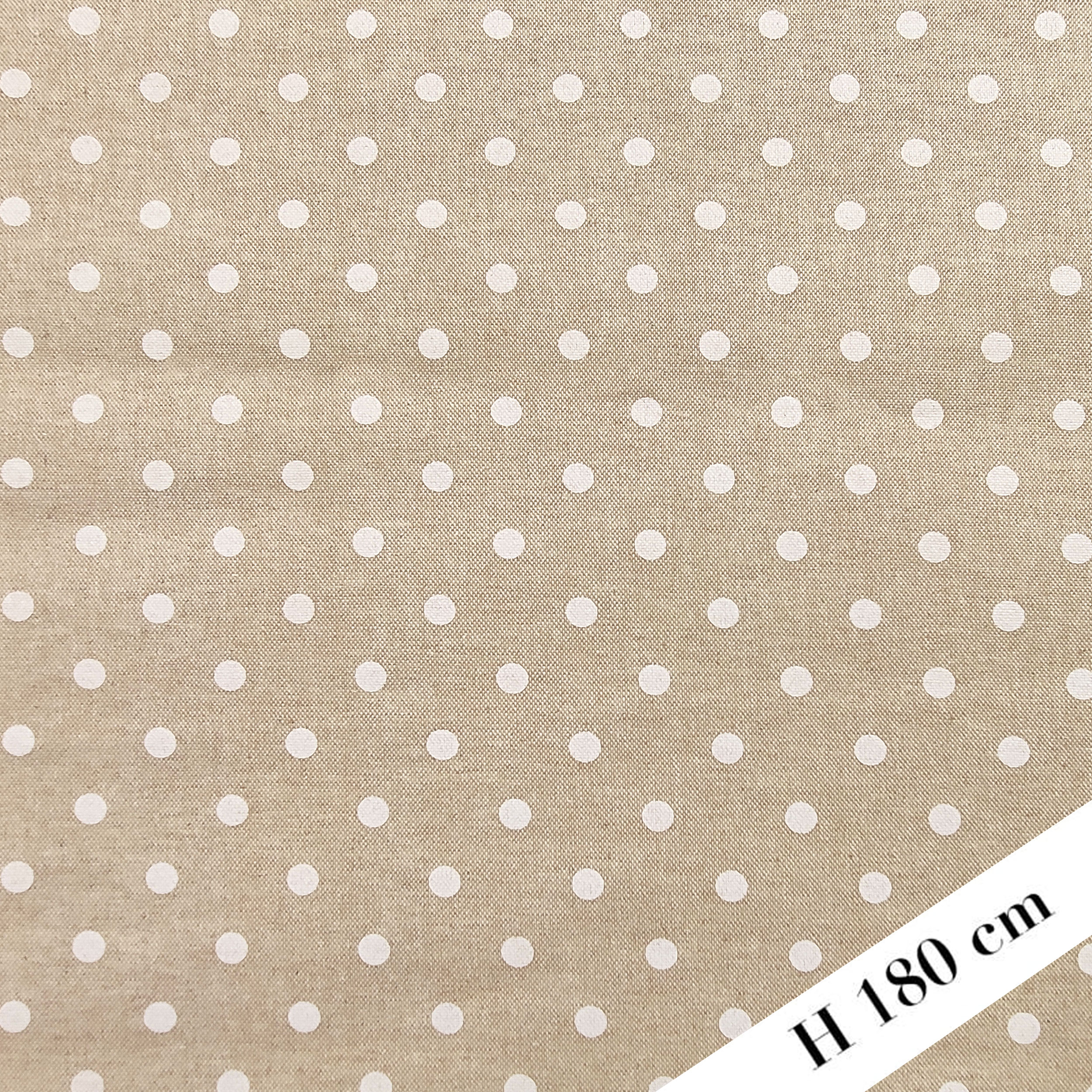 Tela Cerata Puro Cotone Resinato Antimacchia Beige Pois 180 cm Image