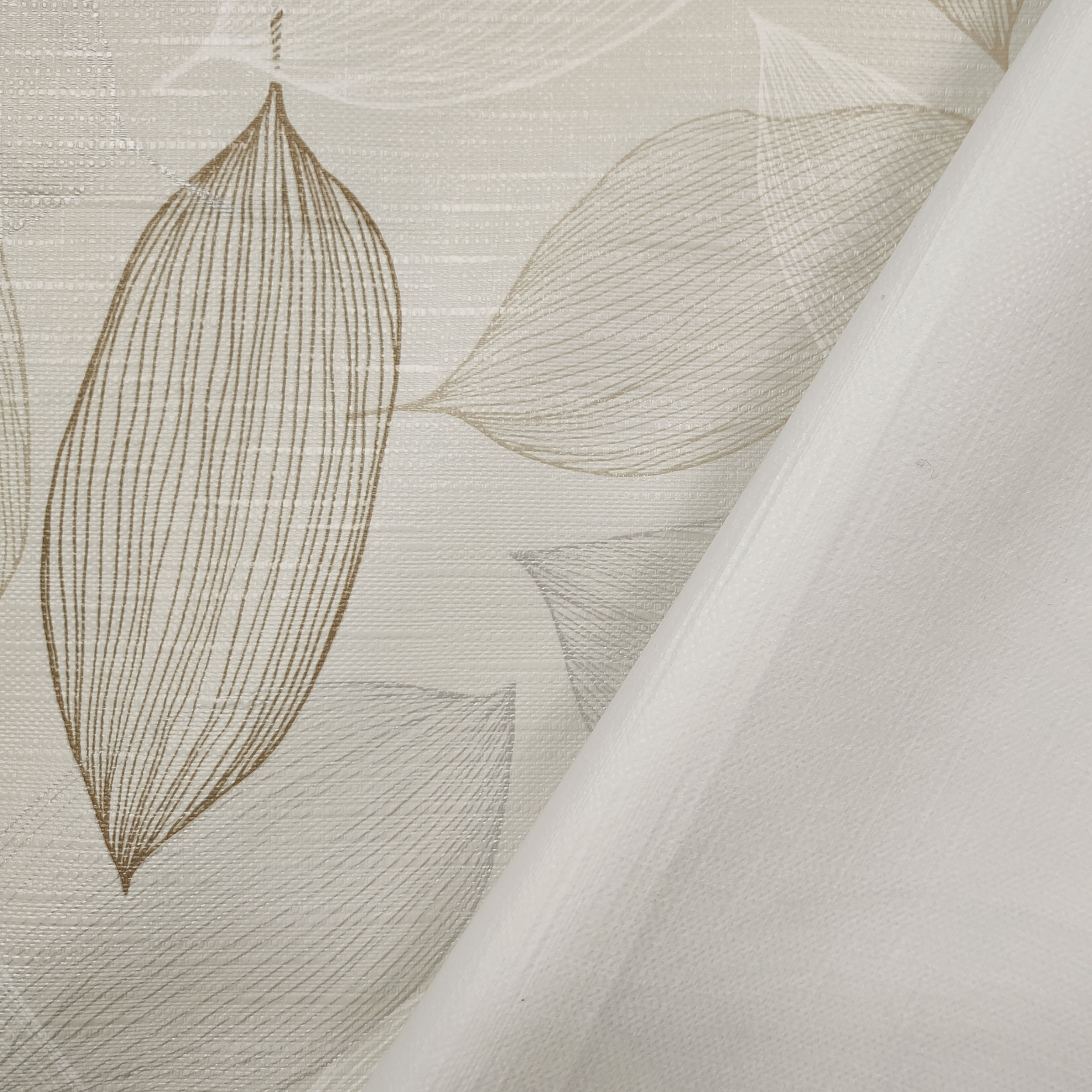 Tessuto per Tovaglia Plastificata Foglie Toni del Beige Image