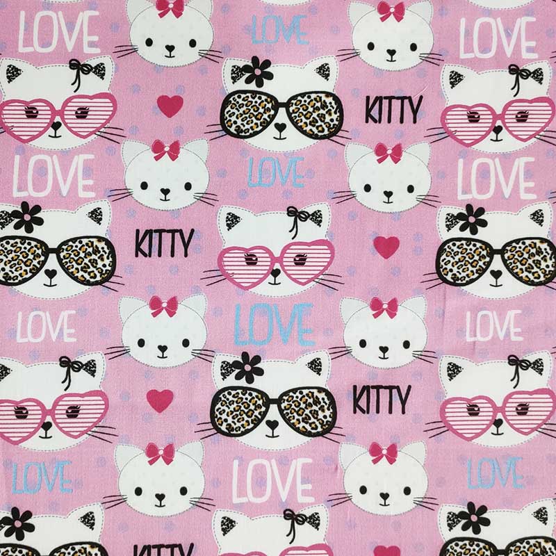 Tessuto Rasatello Cotone Kitty Love