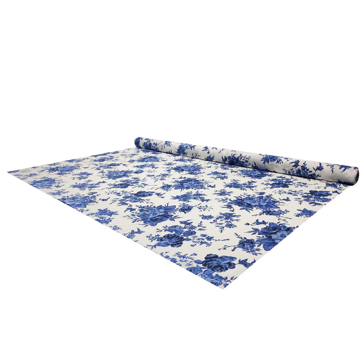 Tessuto di cotone rose blu sfondo bianco