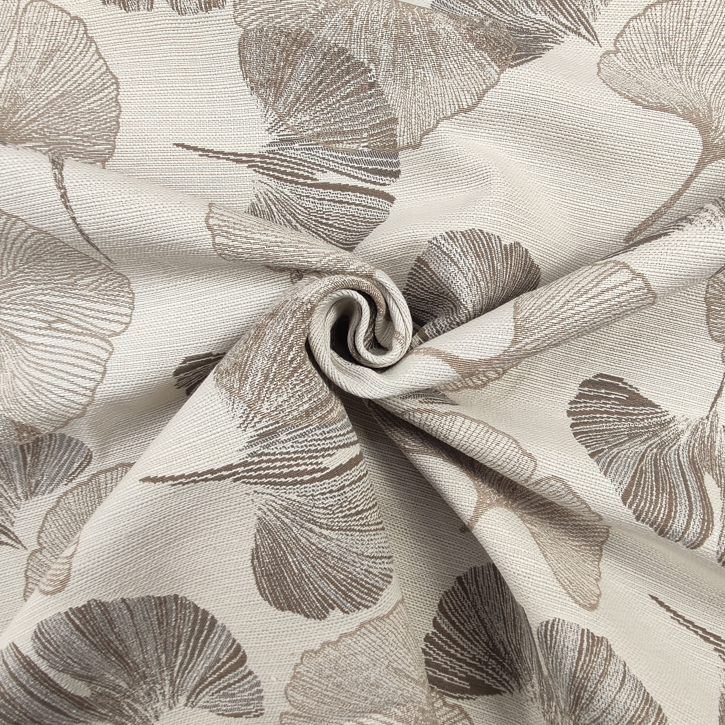 Misto Cotone Arredo Foglie Ginkgo Marroni