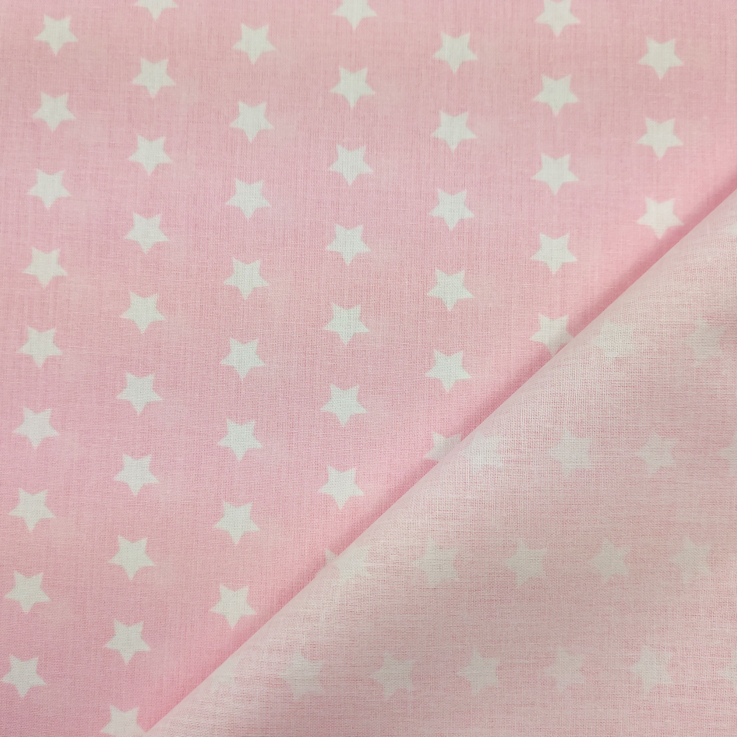 Cotone Stelle Bianche Sfondo Rosa Chiaro Image