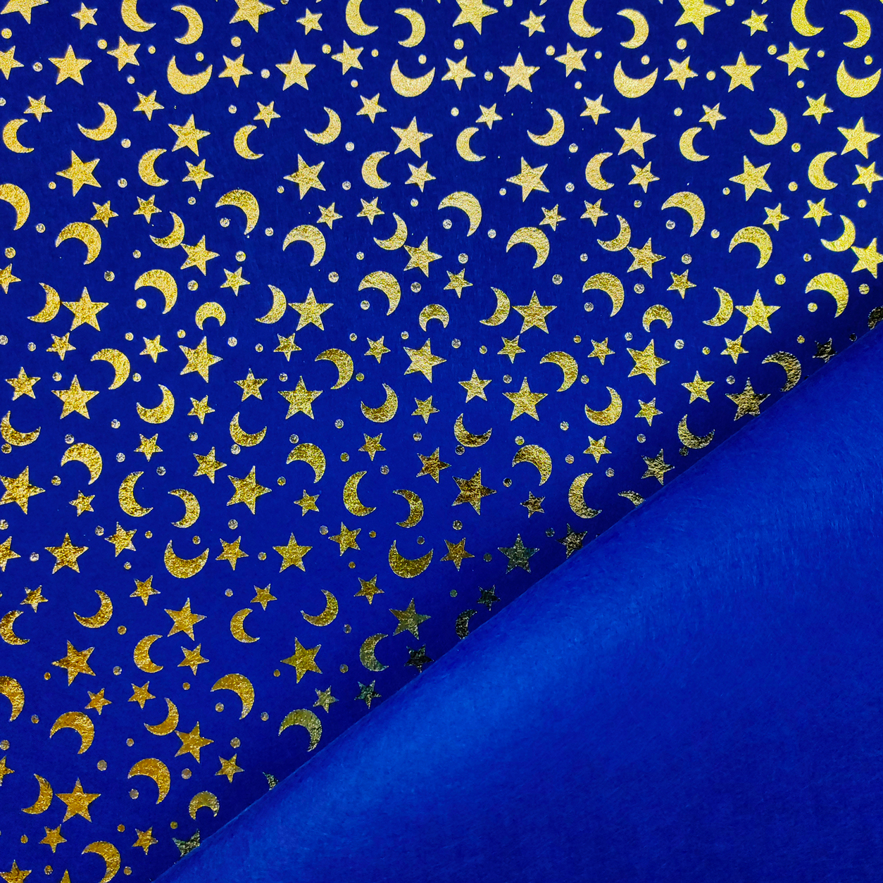 Pannolenci moda lune e stelle oro sfondo blu