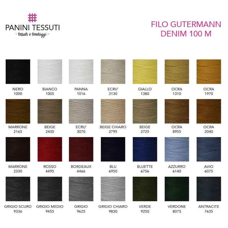 Filo Gutermann Denim 100 m Cartella Colore