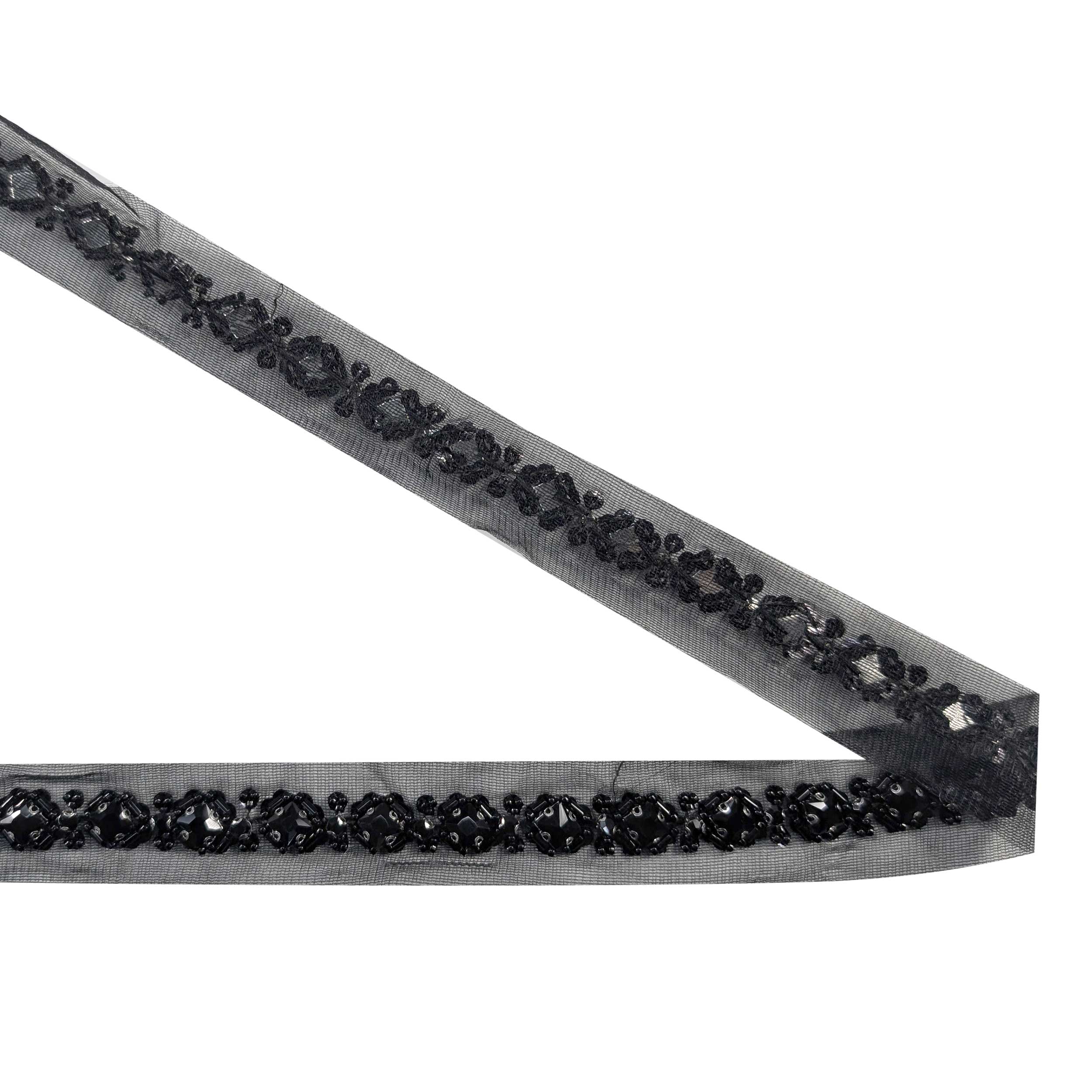 Passamaneria Tulle Nero e Pietre Preziose Nere Image