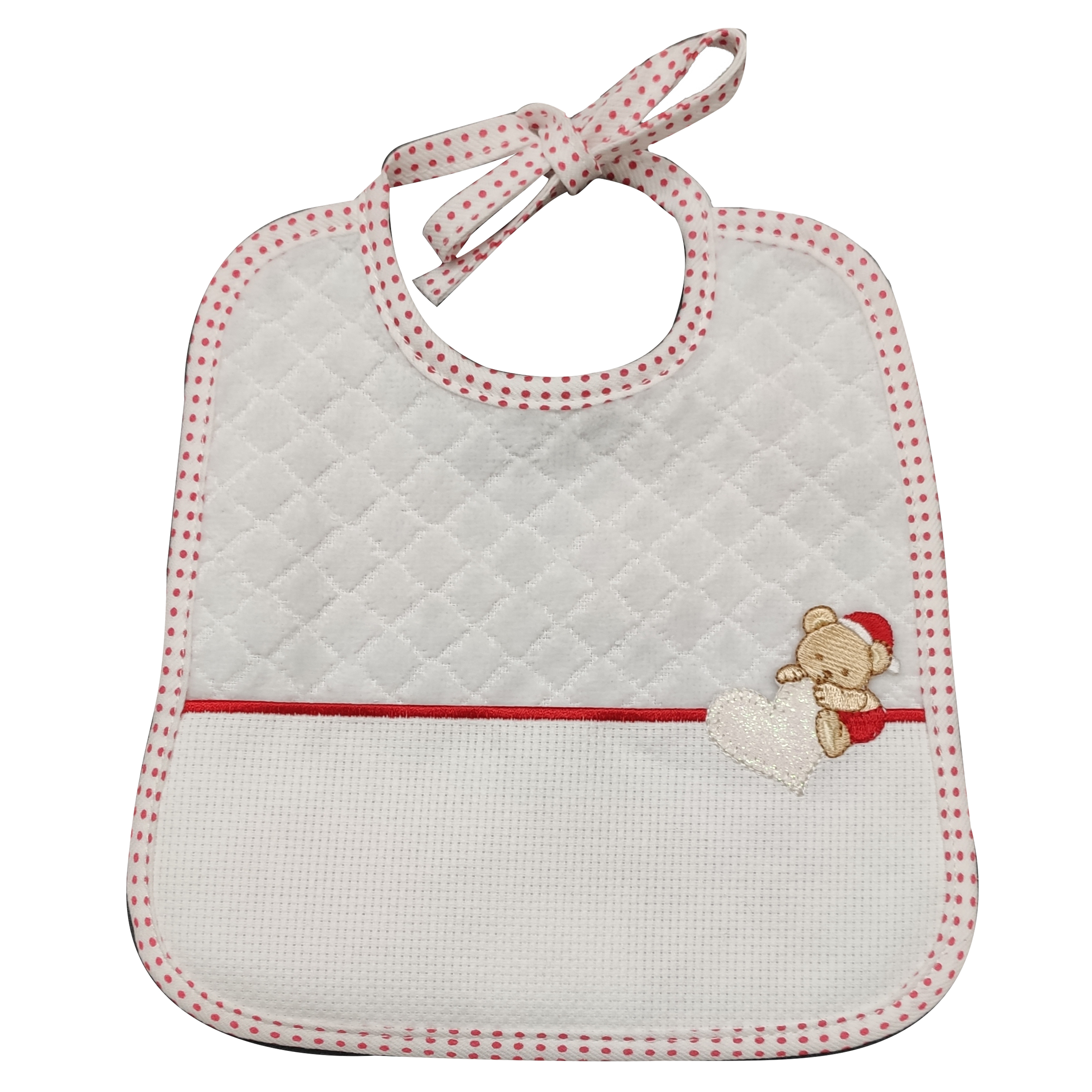 bavaglino-natalizio-bianco-pois-rosso 1