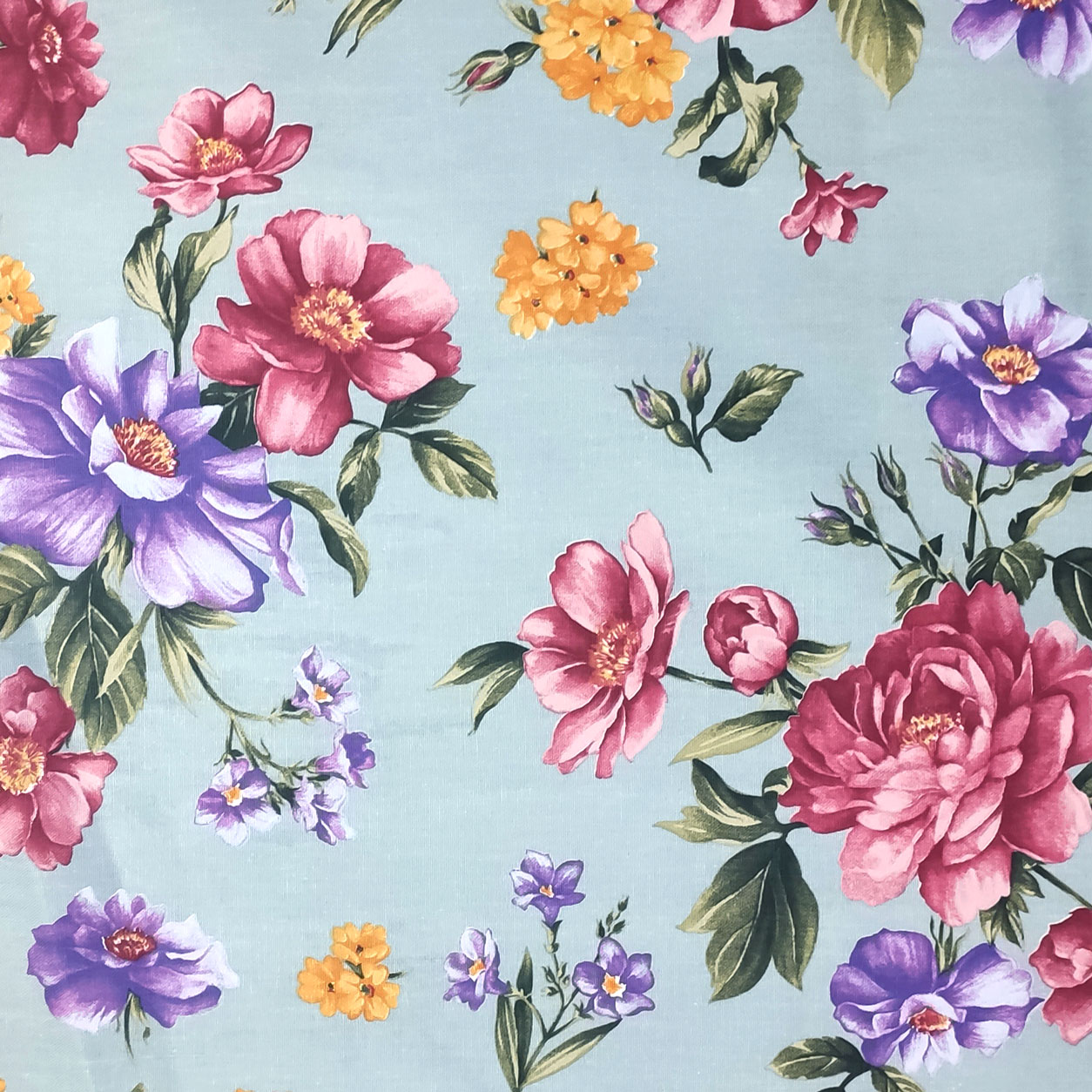 panama-tessuto-bouquet-fiori-sfondo-azzurro
