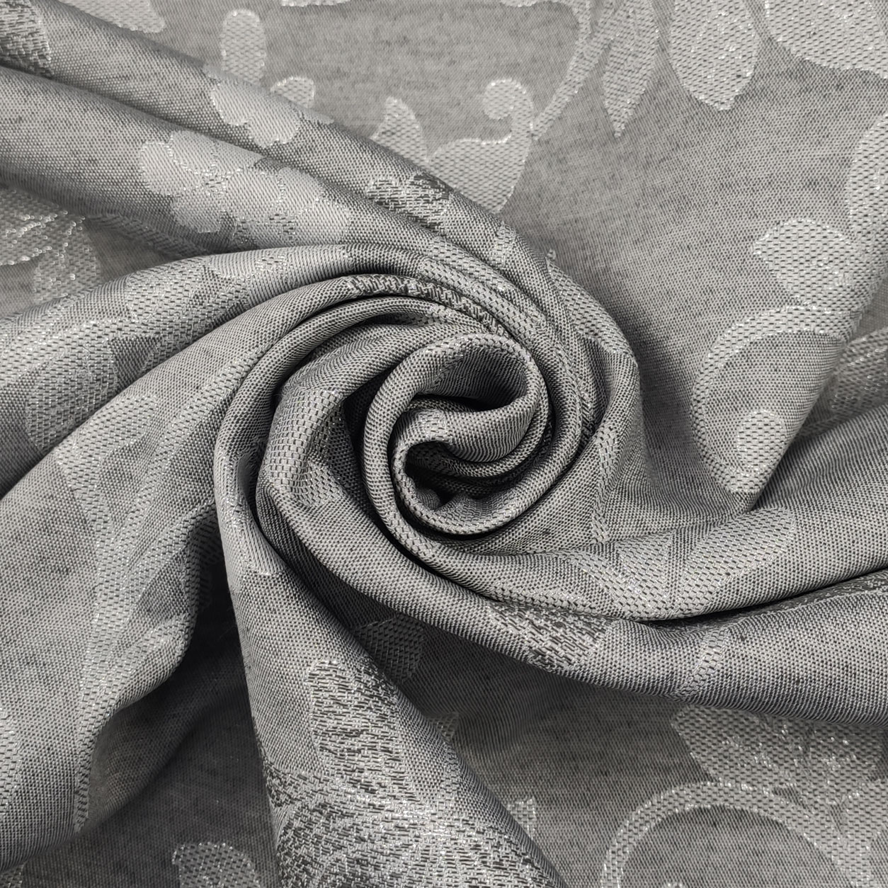 Tessuto misto cotone fiori grigio