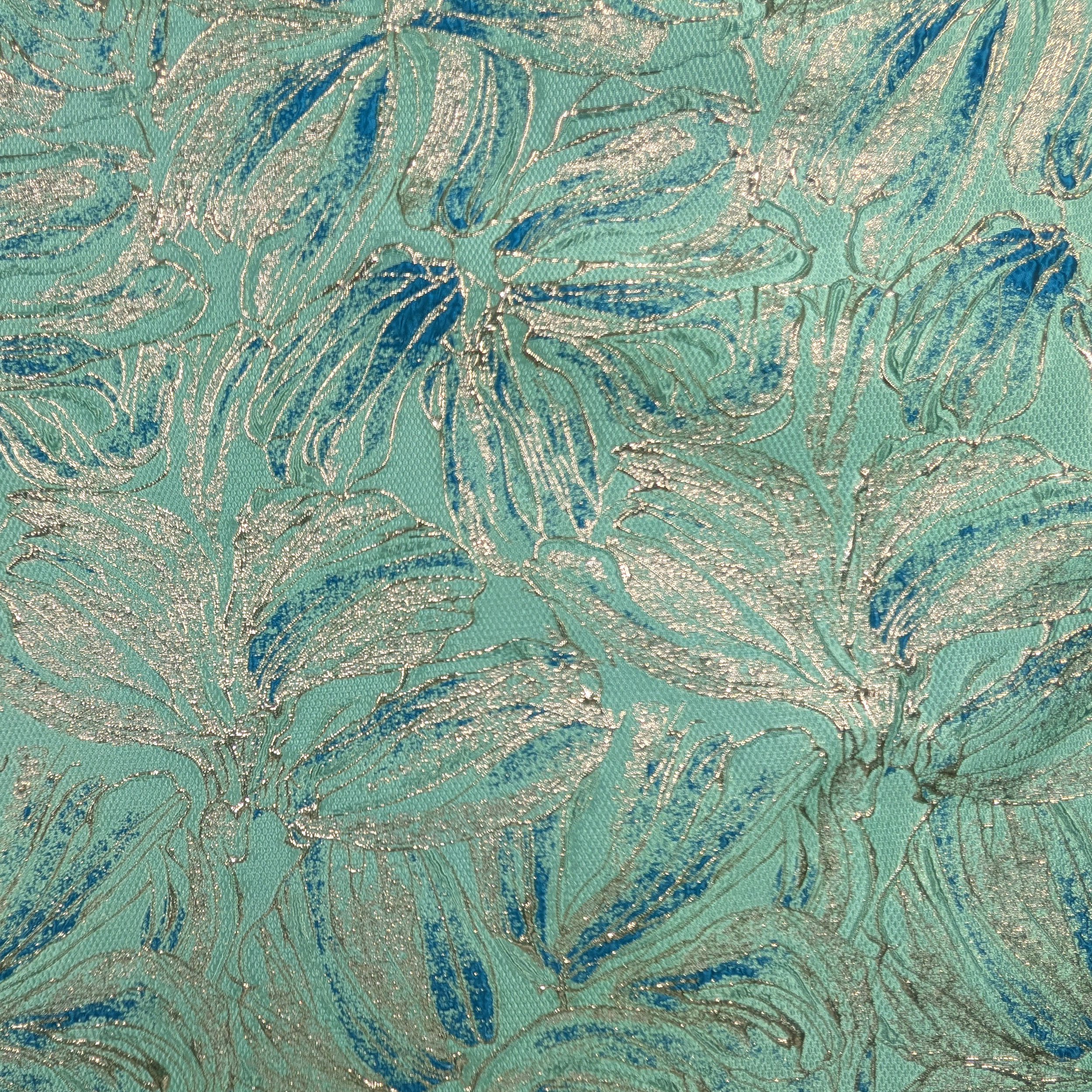 Broccato Alta Moda Floreale Verde e Oro Lurex Image