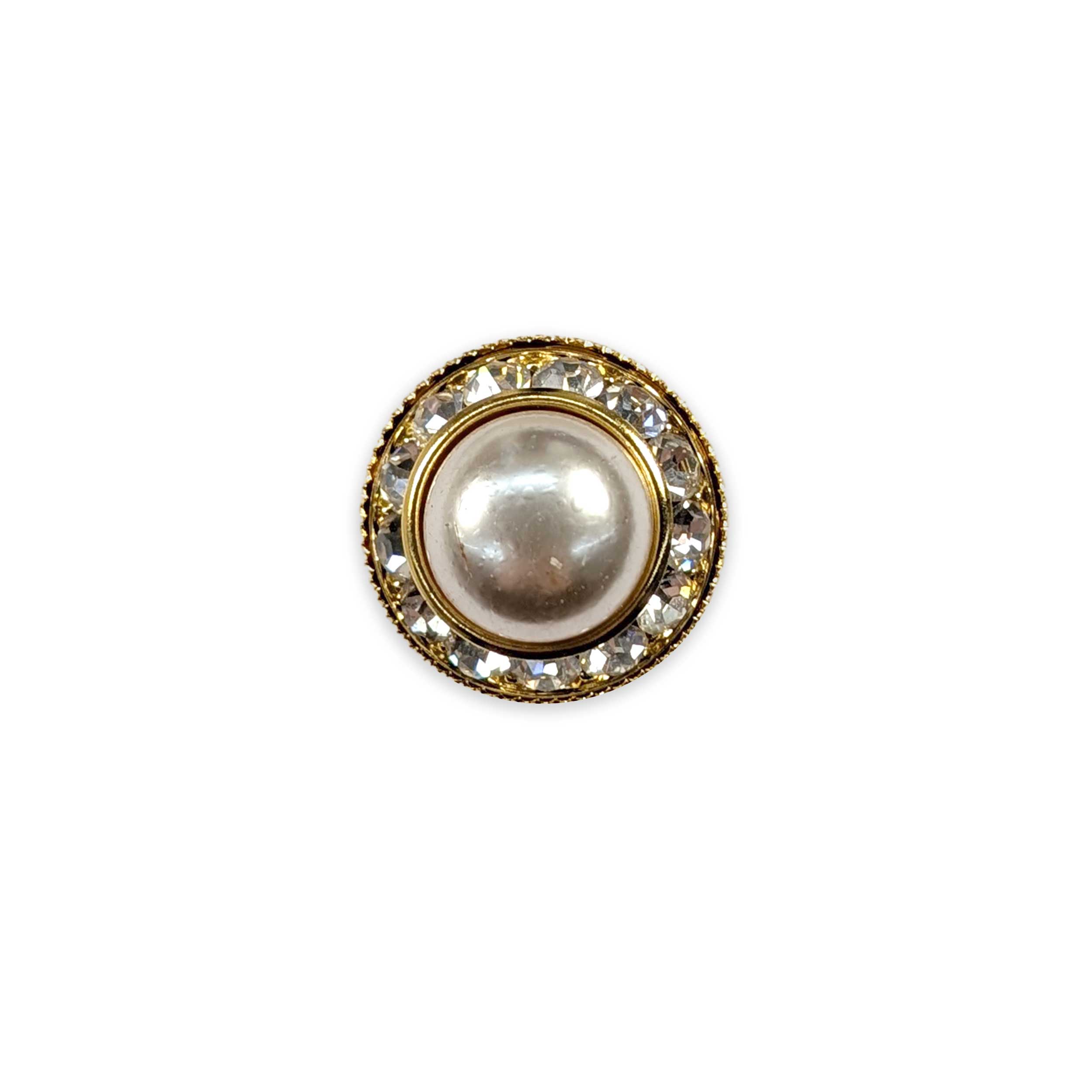 Bottone Gioiello Oro Grande Strass e Madre Perla Image