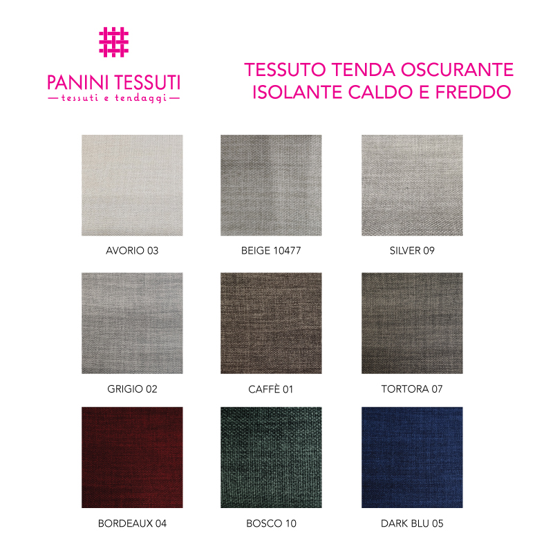 Tessuto Tenda Oscurante Isolante Caldo e Freddo cartella colore