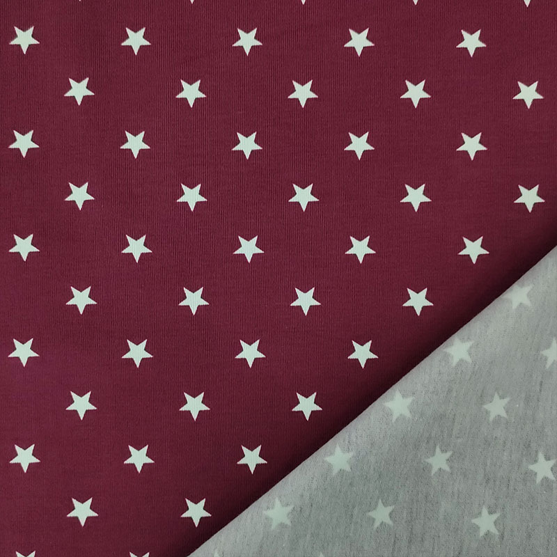 Tessuto Jersey Stelline Bordeaux