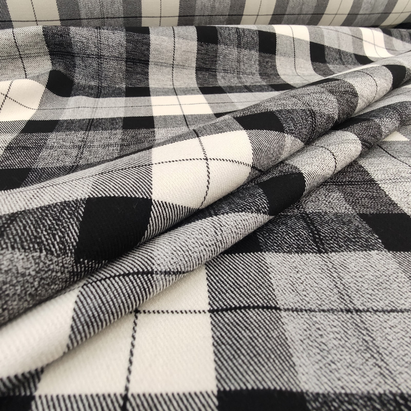 Tessuto Scozzese Quadri Panna e Grigio Melange