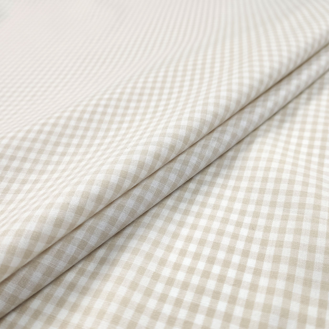 Cotone quadretti medi tinto in filo beige