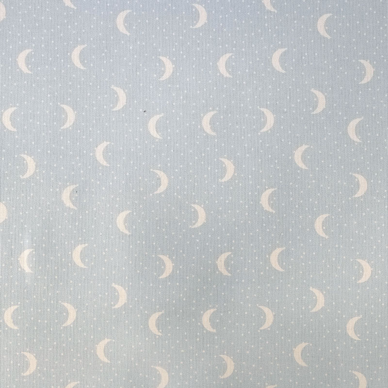 Tessuto Piquet di Cotone Fantasia Lune 