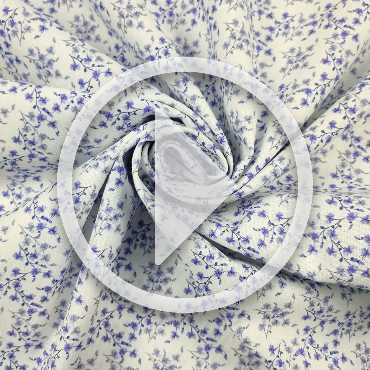 cotone fiorellini blu sfondo bianco