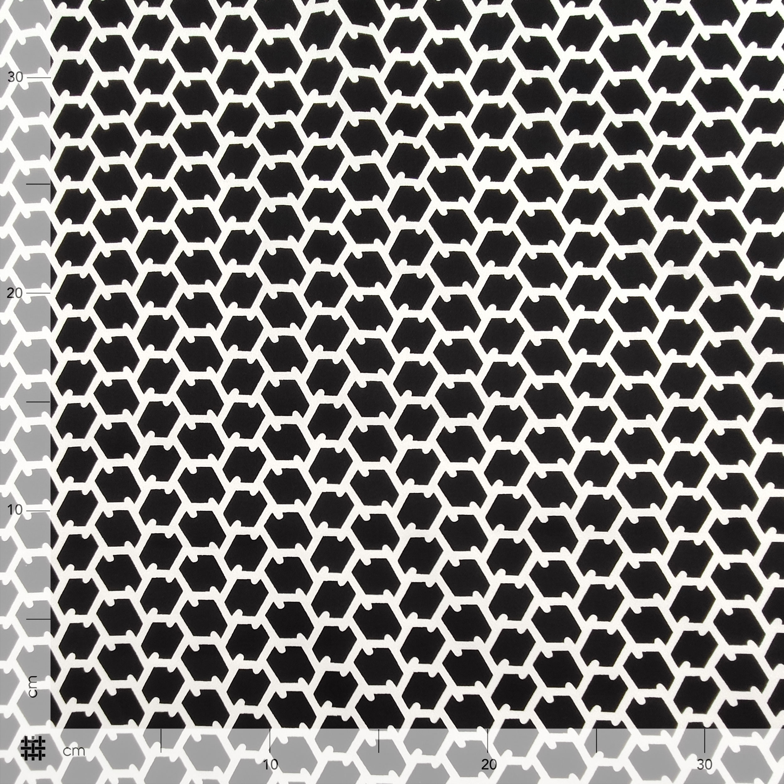 Cotone Elasticizzato Nero Geometria Astratta