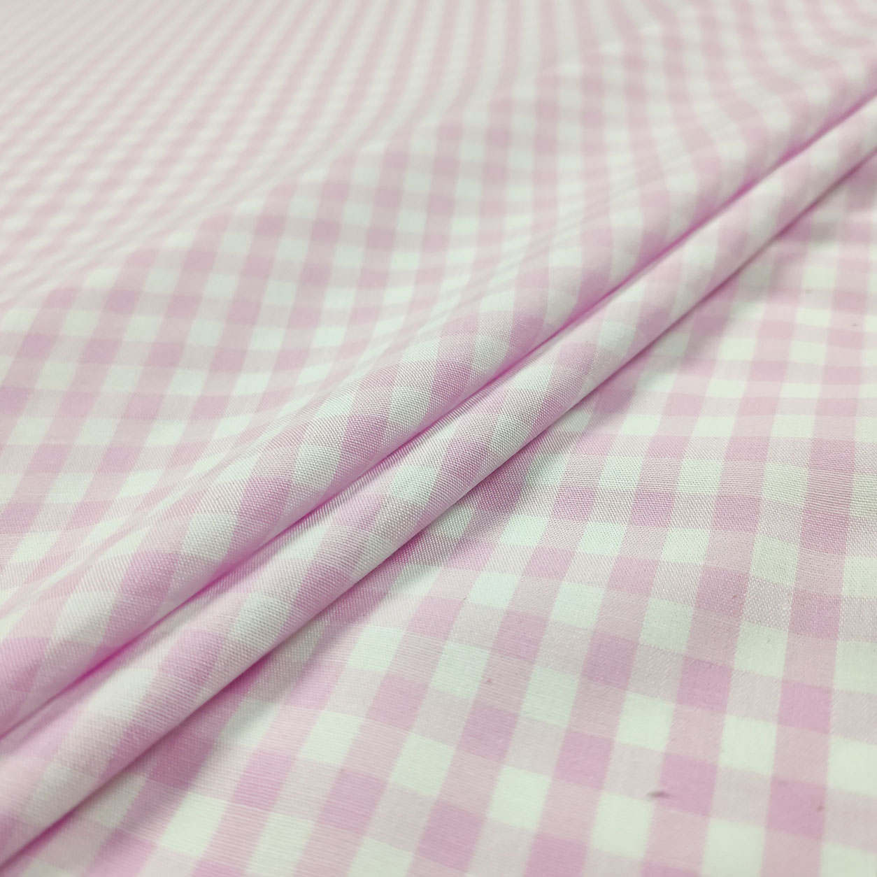 Cotone quadretto grande tinto in filo rosa chiaro (1)