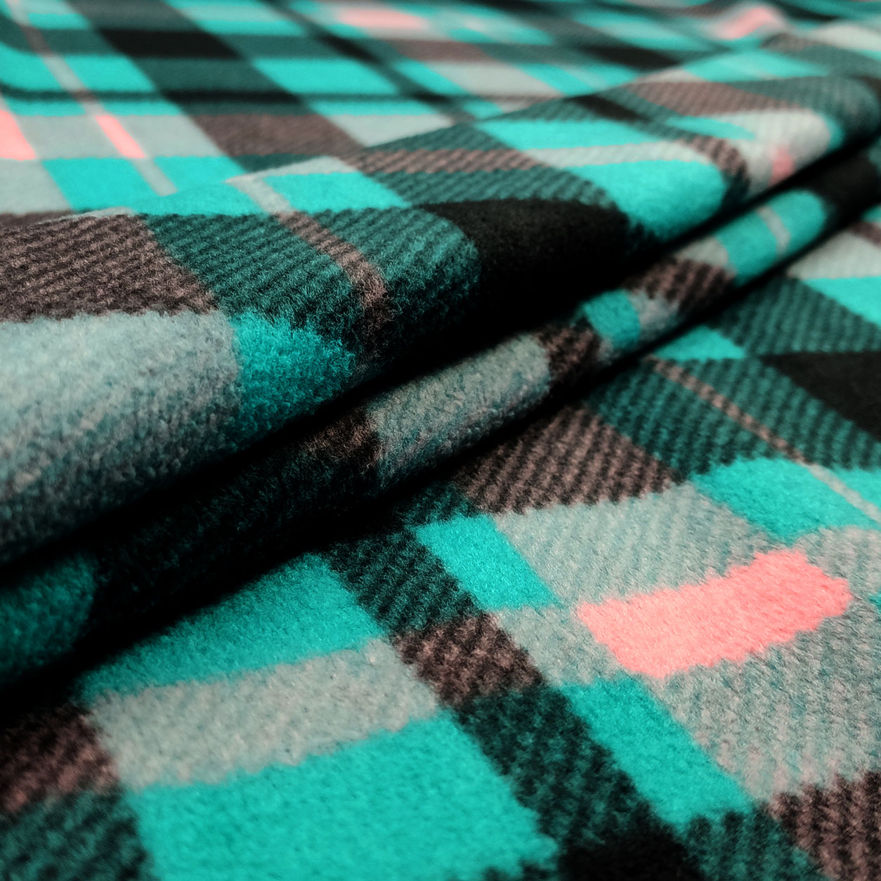 Pile Tartan Turchese e Rosa