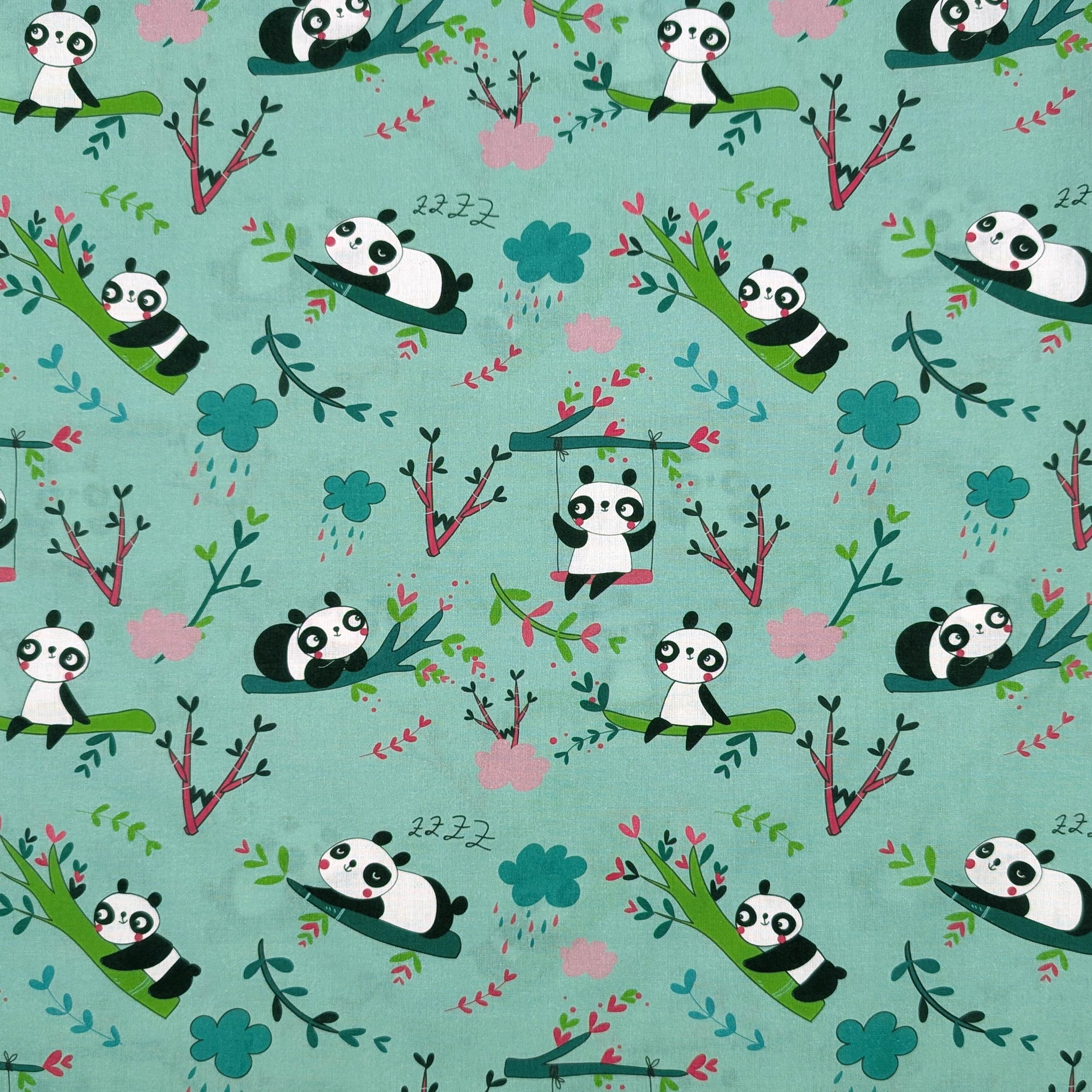 Sacco Nanna Estivo Sagomato per Brandine Panda Sfondo Verde Menta Image