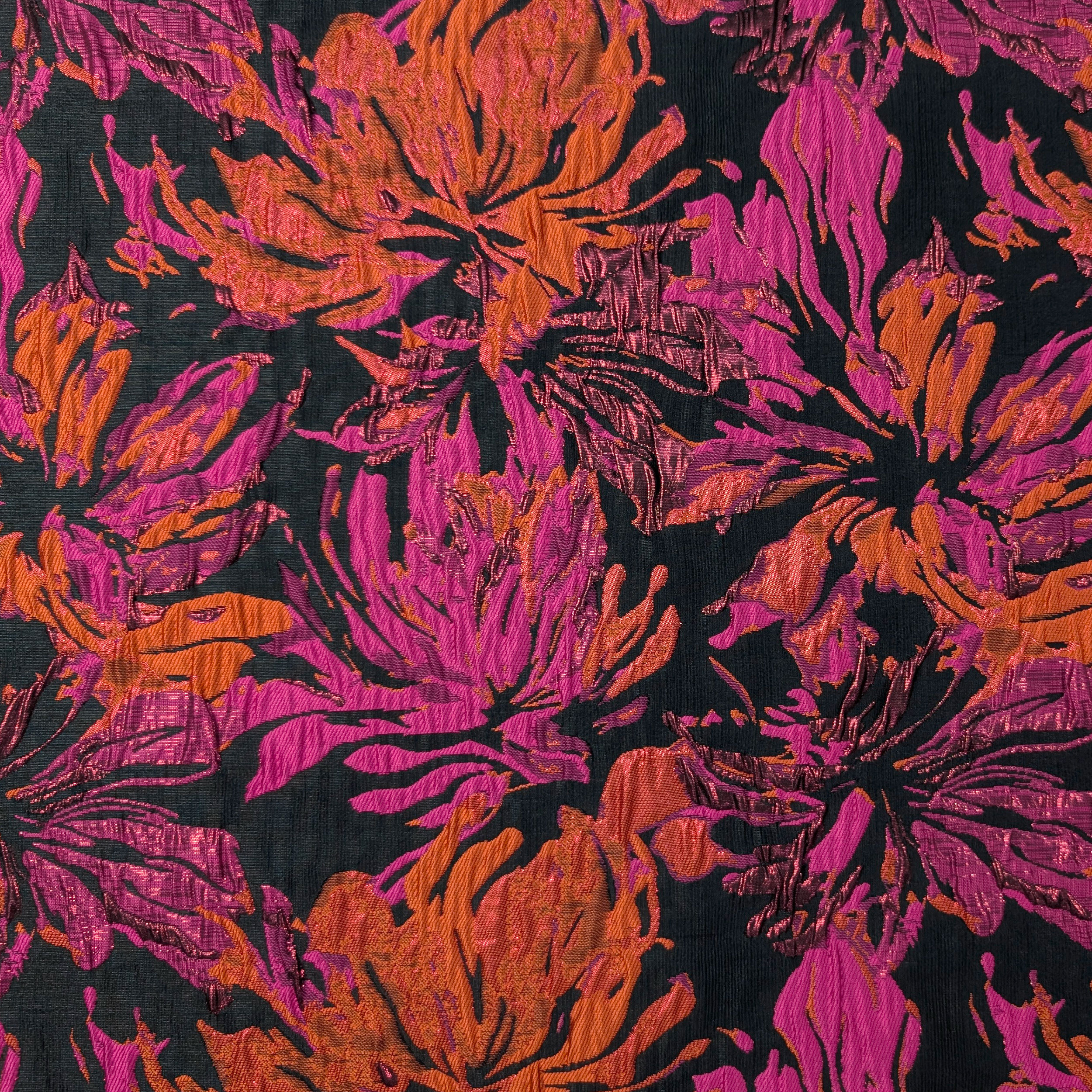 Broccato Moda Fantasia Floreale Fuxia Lurex Image