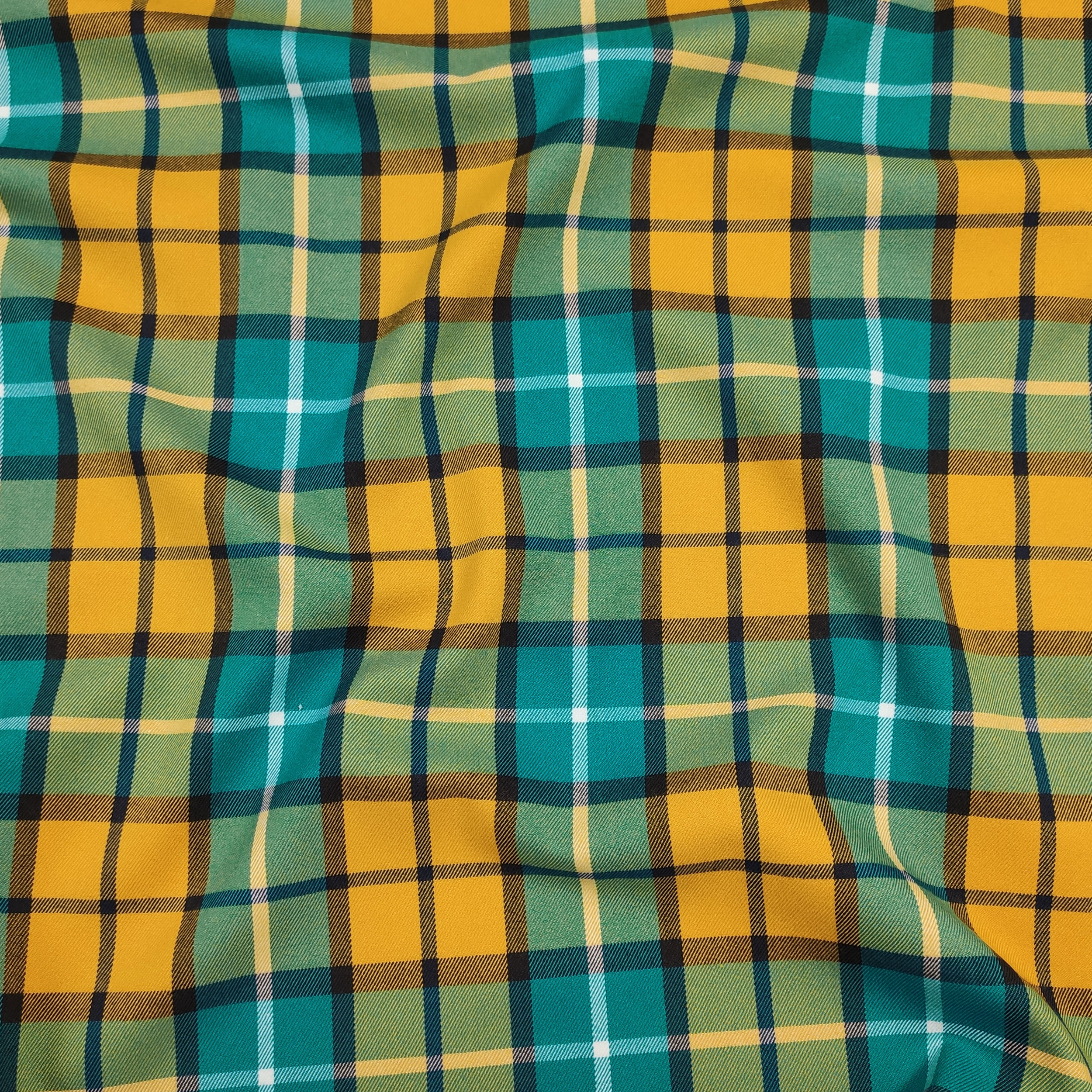 Tessuto Tartan A Quadri In Poliviscosa - Larghezza 147 Cm, Colore Grigio Turchese D53, Venduto Al Metro - Ideale Per Kilt, Sciarpe, Arredamento, Fai Da Te - 2
