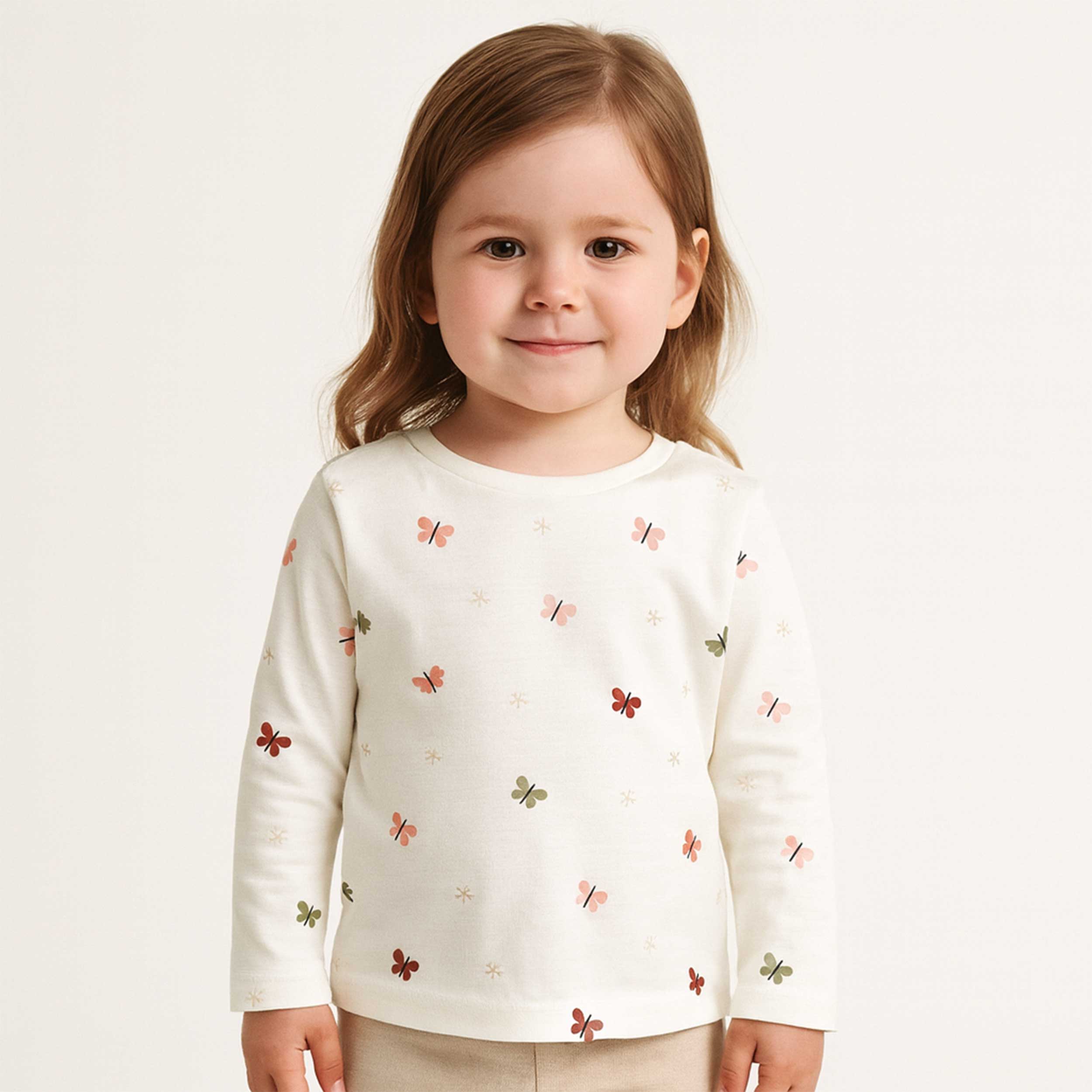 Jersey Cotone Bianco Piccole Farfalline Image