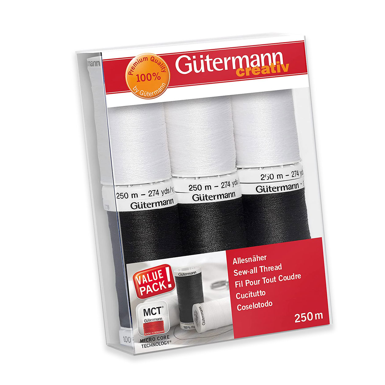 Gutermann Cucitutto Creative Bianco e Nero 6 Bobine