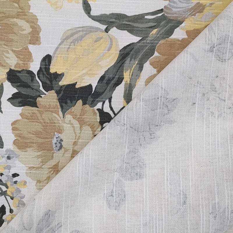 Tessuto cotone fiore grande ocra