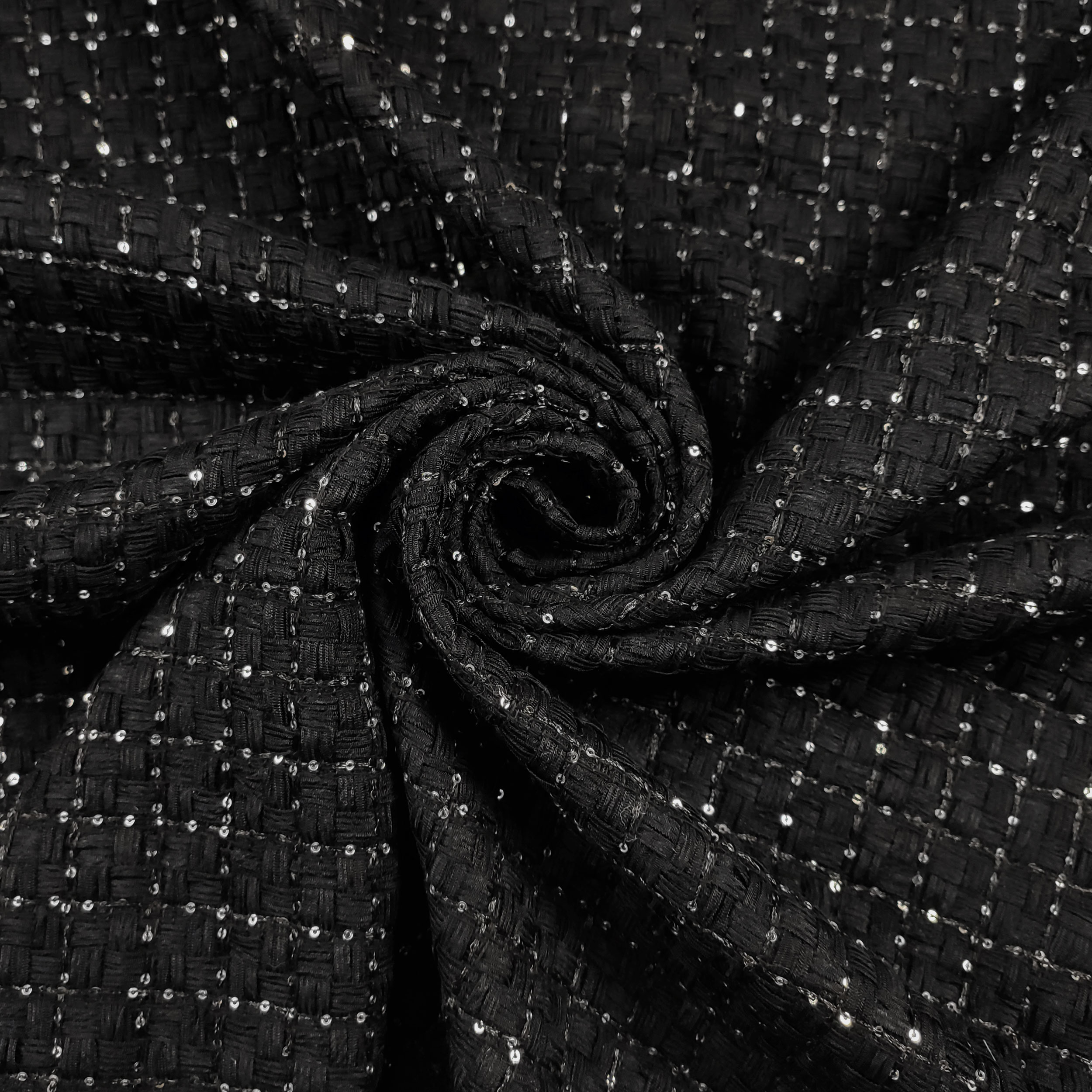 Jacquard Moda Nero con Micro Paillettes Image