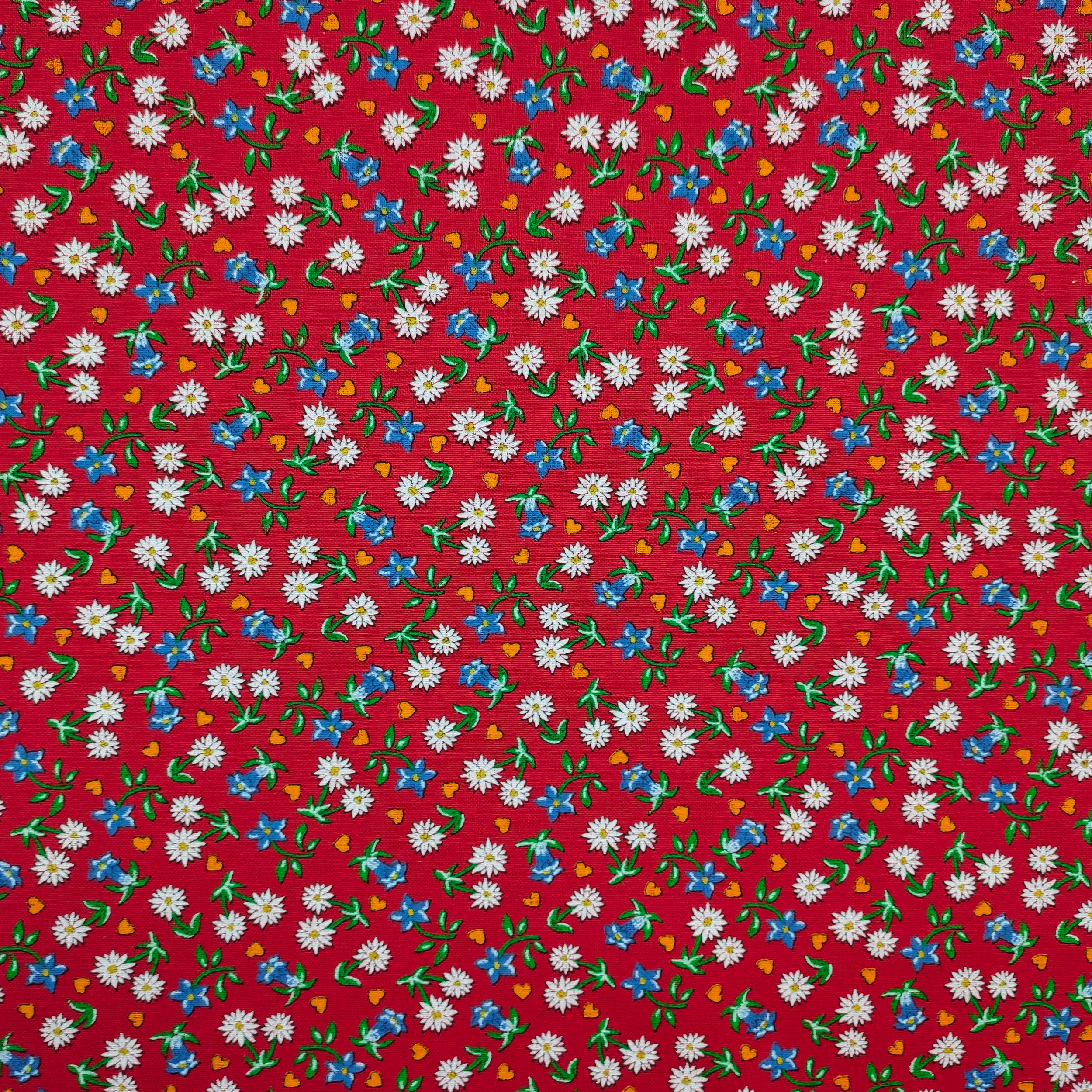 Tessuto Cotone Tirolese Sfondo Rosso