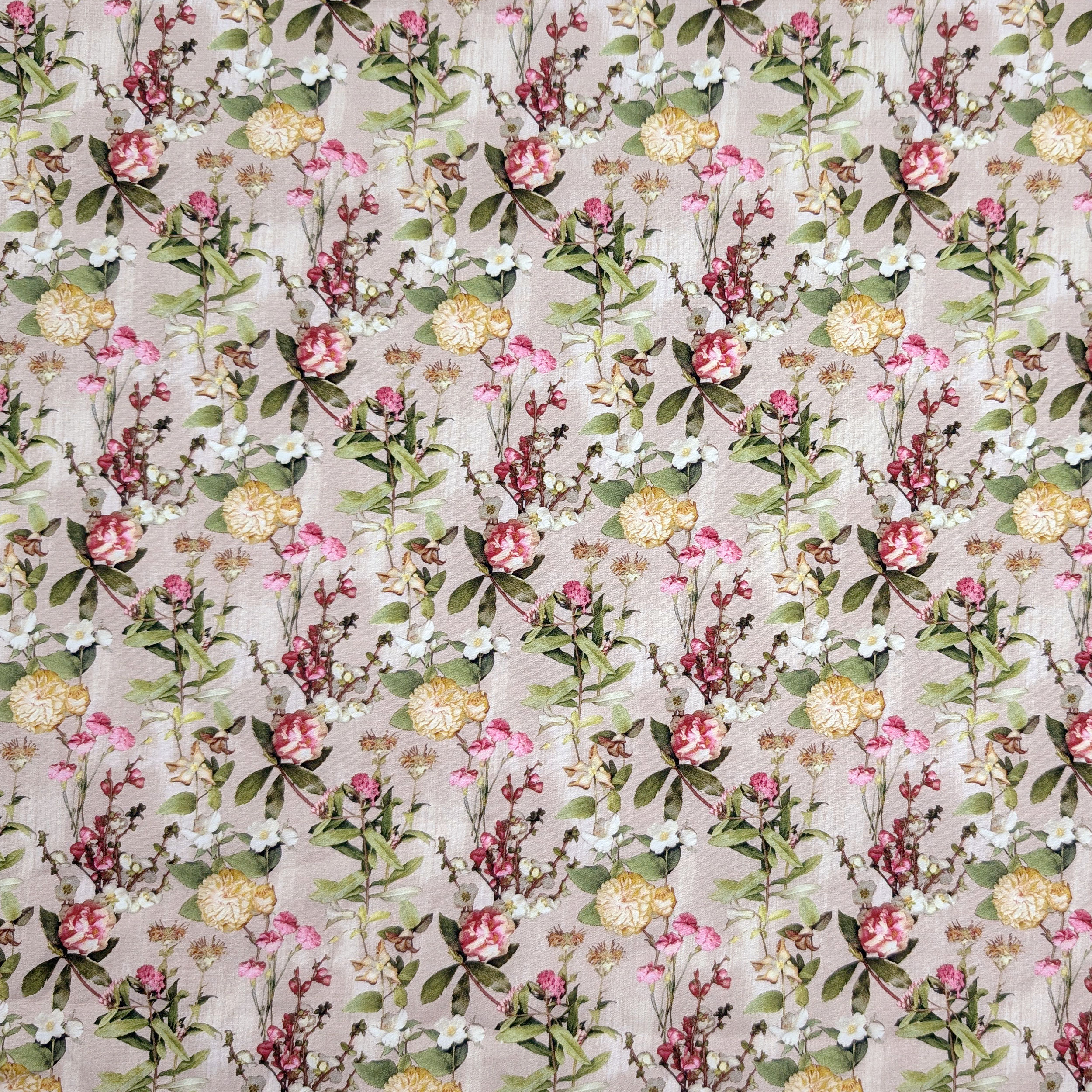 Popeline Cotone Floreale Fiori Fuxia e Gialli Image