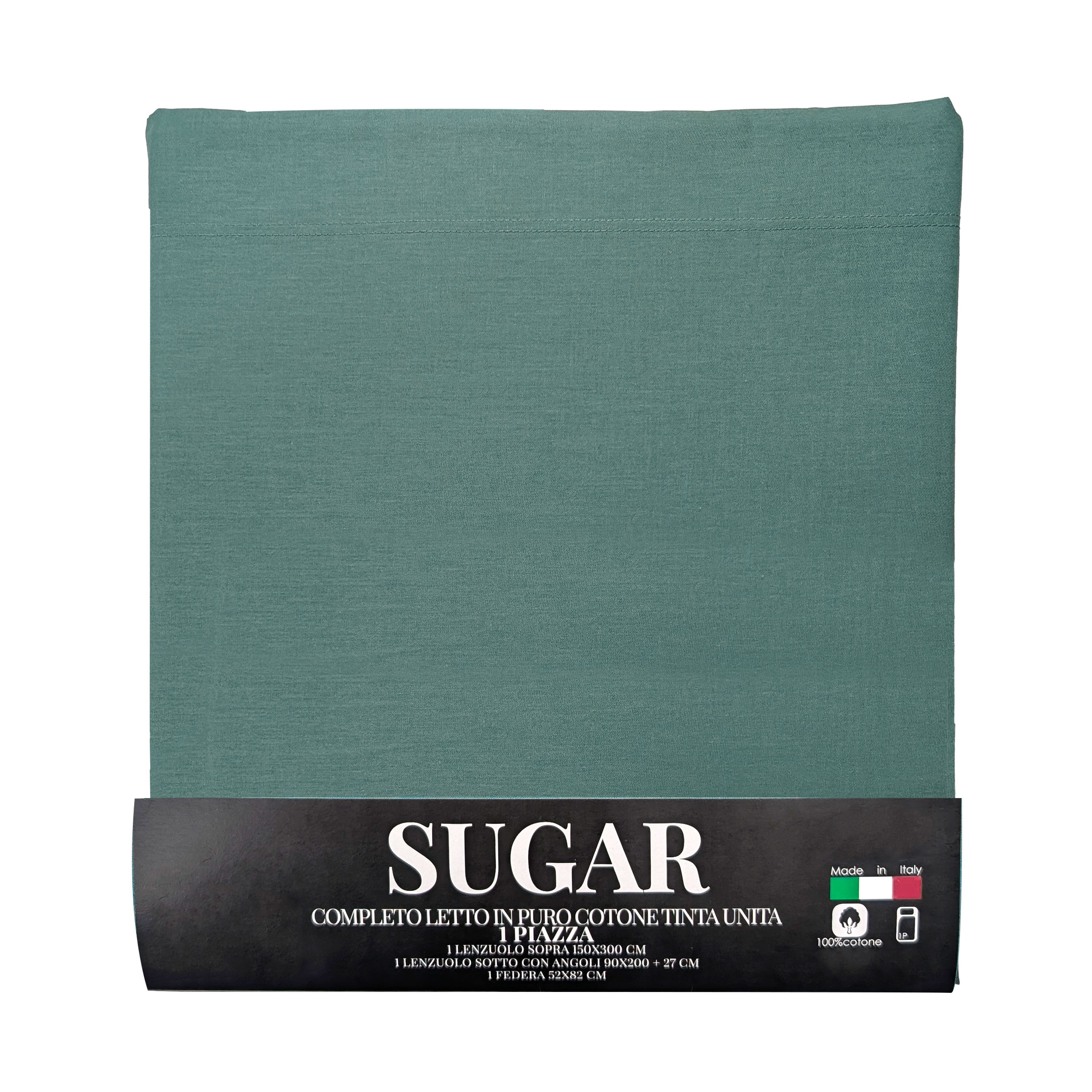 Completo Lenzuola Verde Smeraldo Letto 1 Piazza Image
