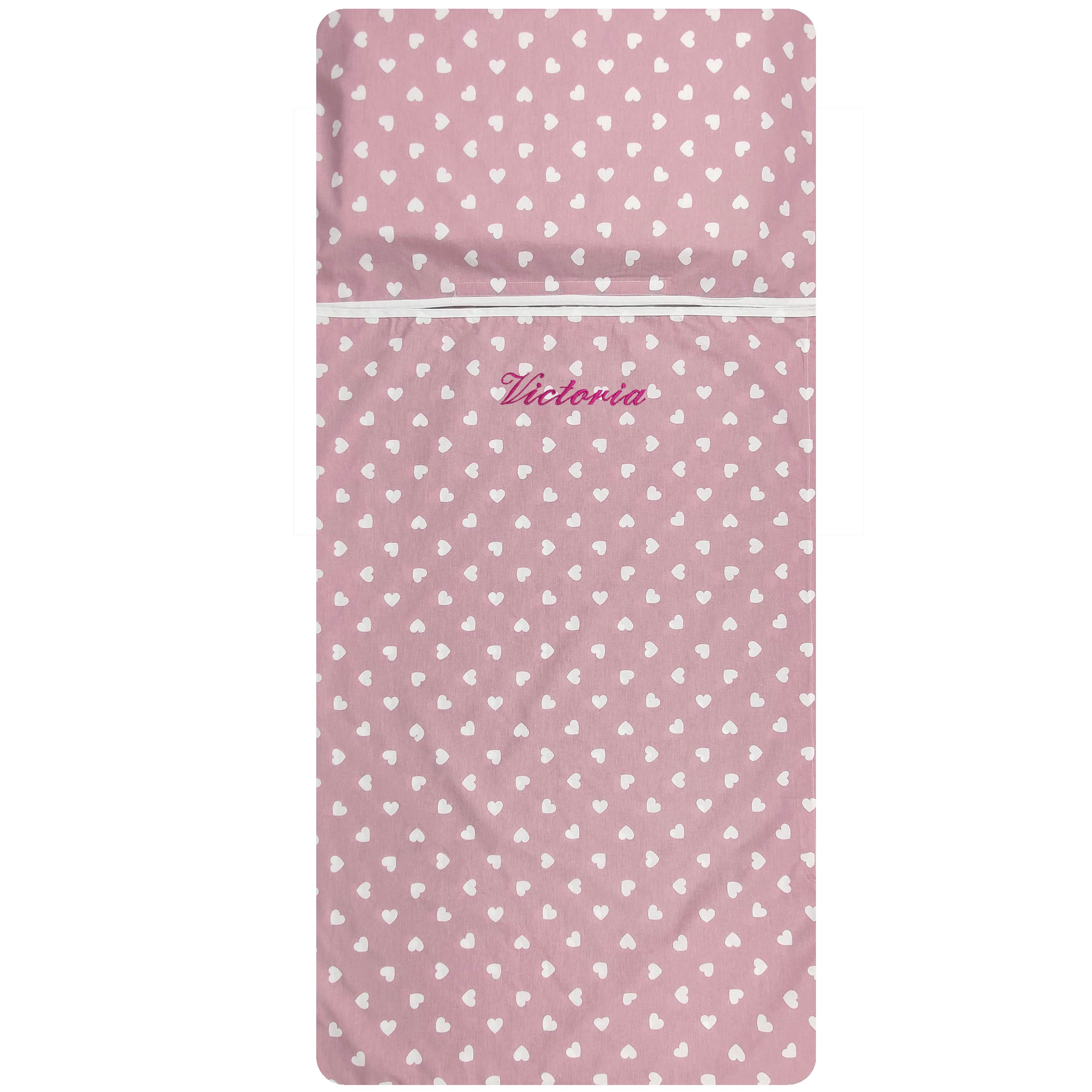Sacco Nanna Estivo Cuori Bianchi con Sfondo Rosa Antico Image