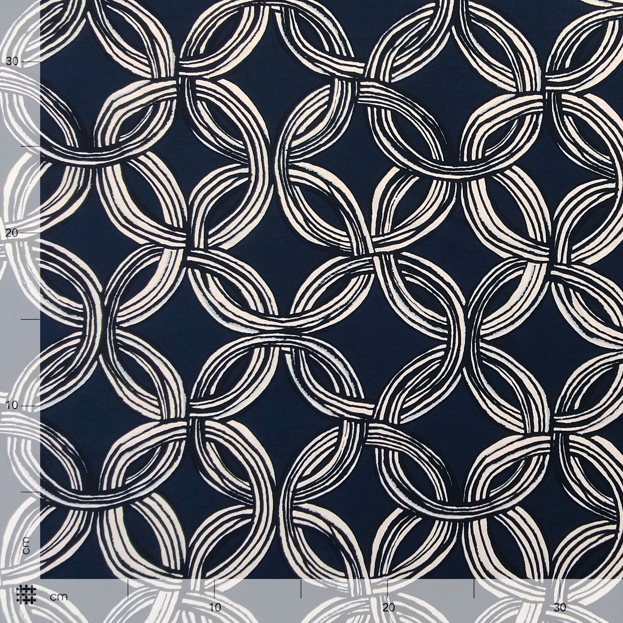 Misto Viscosa Navy con Fantasia Cerchi Intrecciati