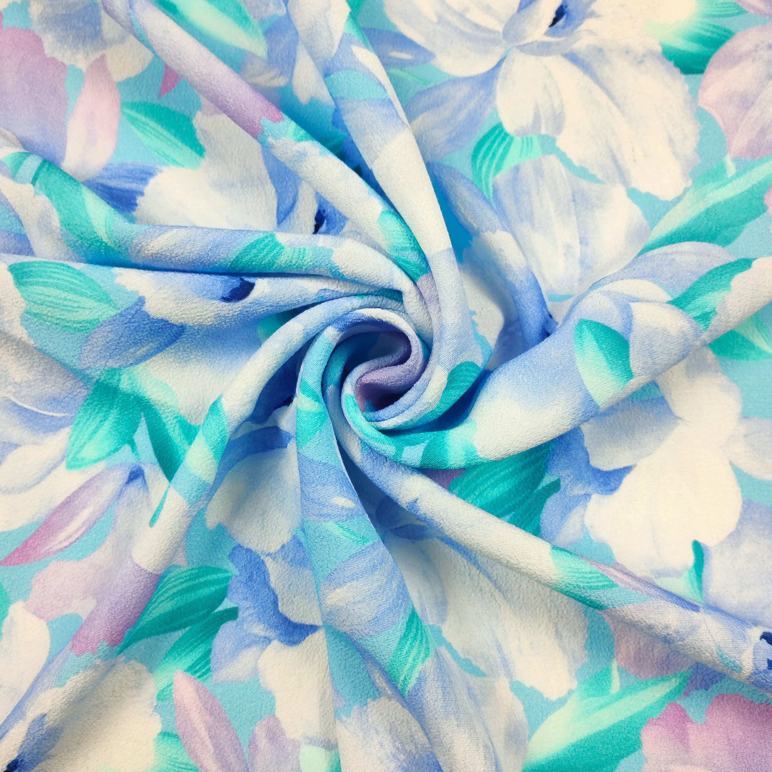 tessuto in fibra naturale fiori azzurro