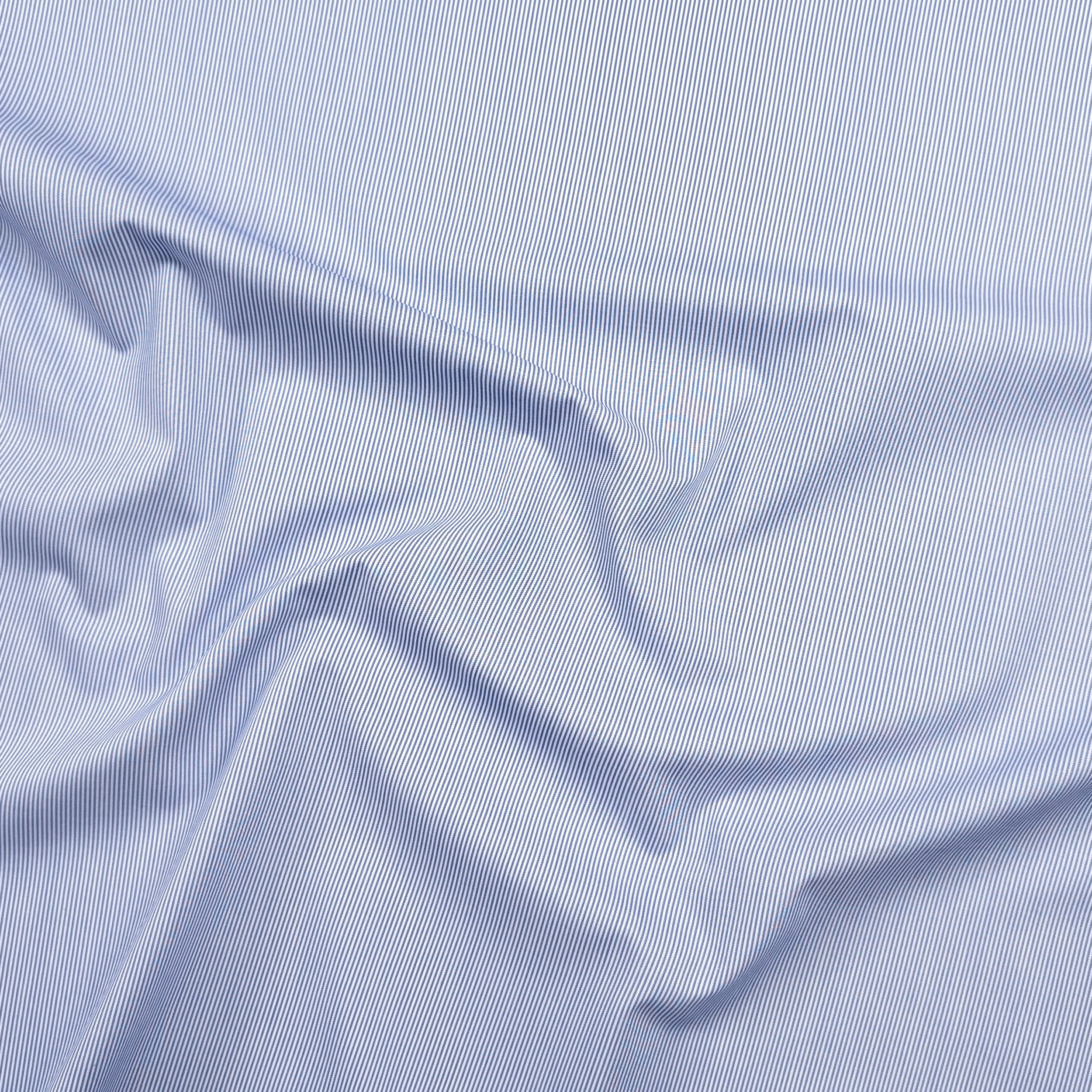 Cotone per Camiceria Micro Righe Azzurre Image