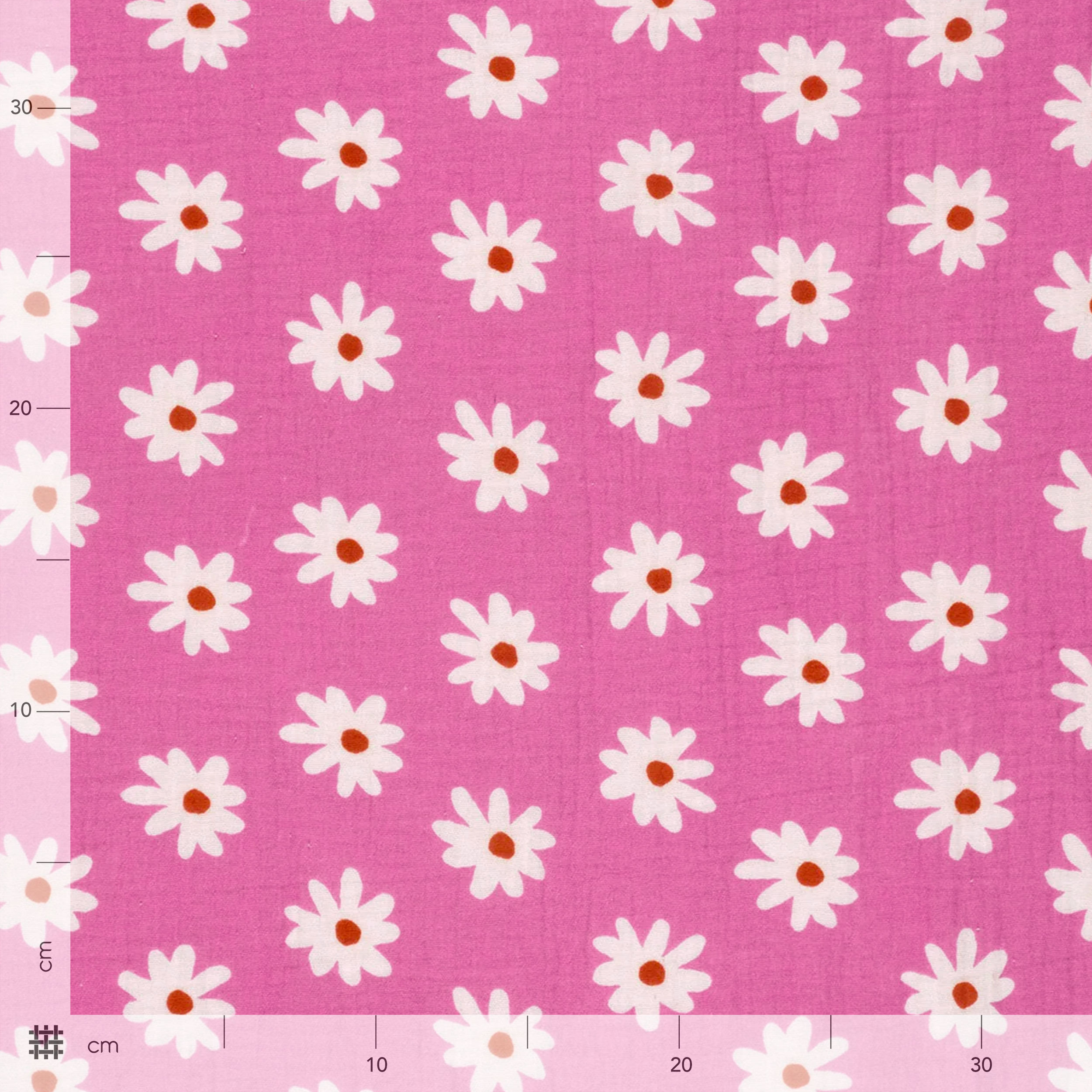 Mussola Cotone Margherite Sfondo Fuxia Image