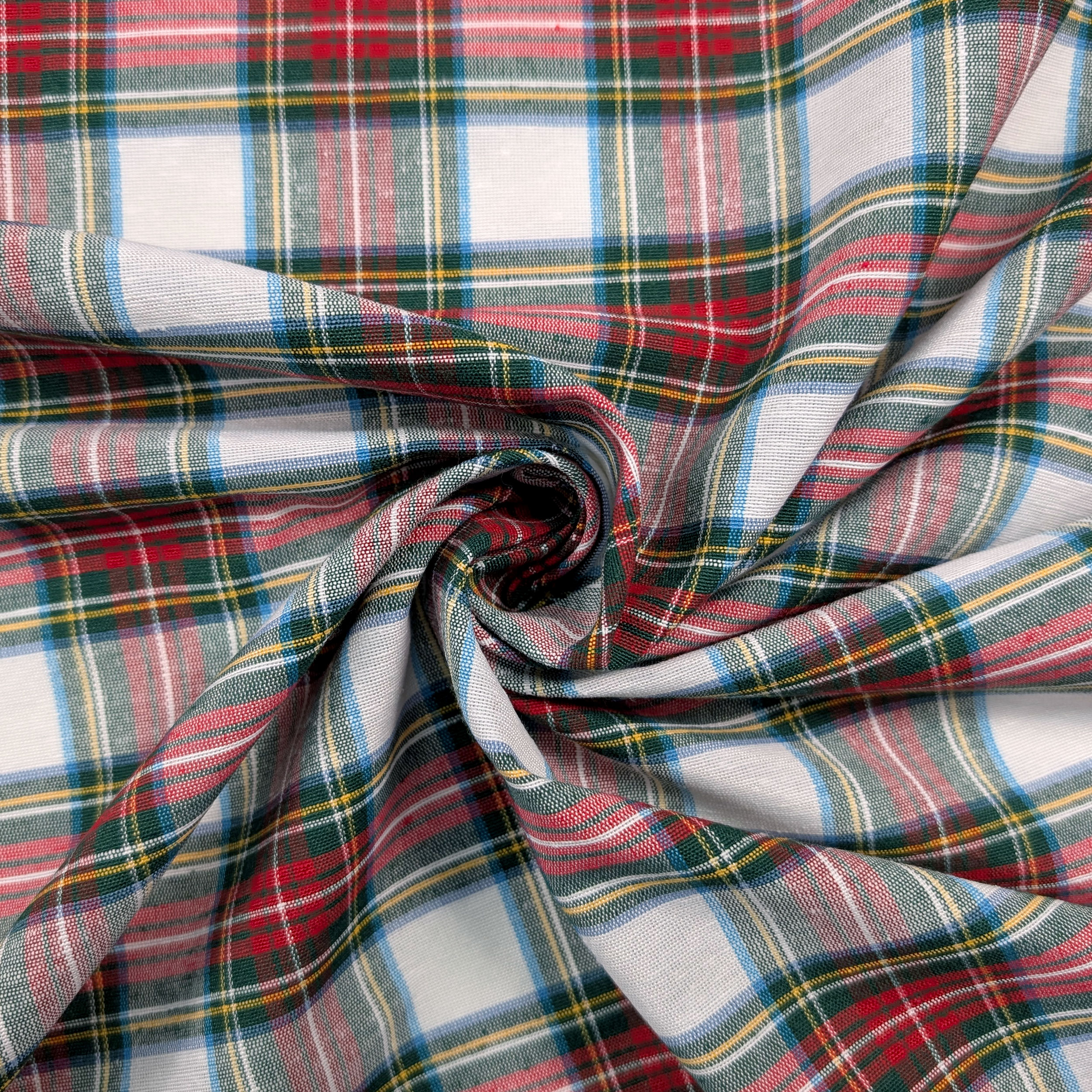 Tessuto Tartan Medio Bianco e Rosso Image