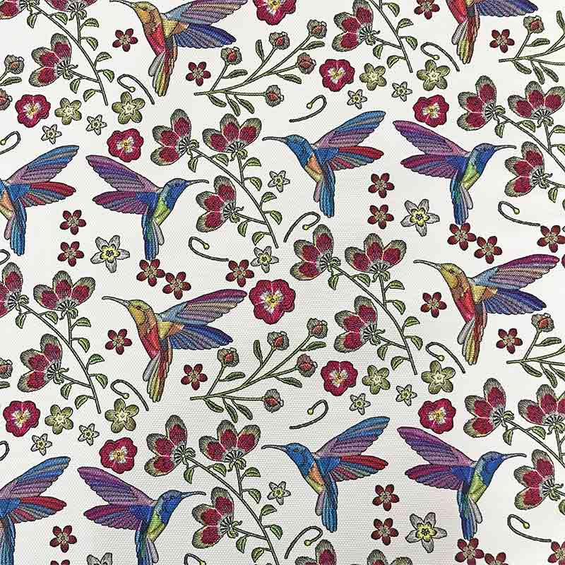 Tessuto Ecopelle Fantasia Colibrì e Fiori 