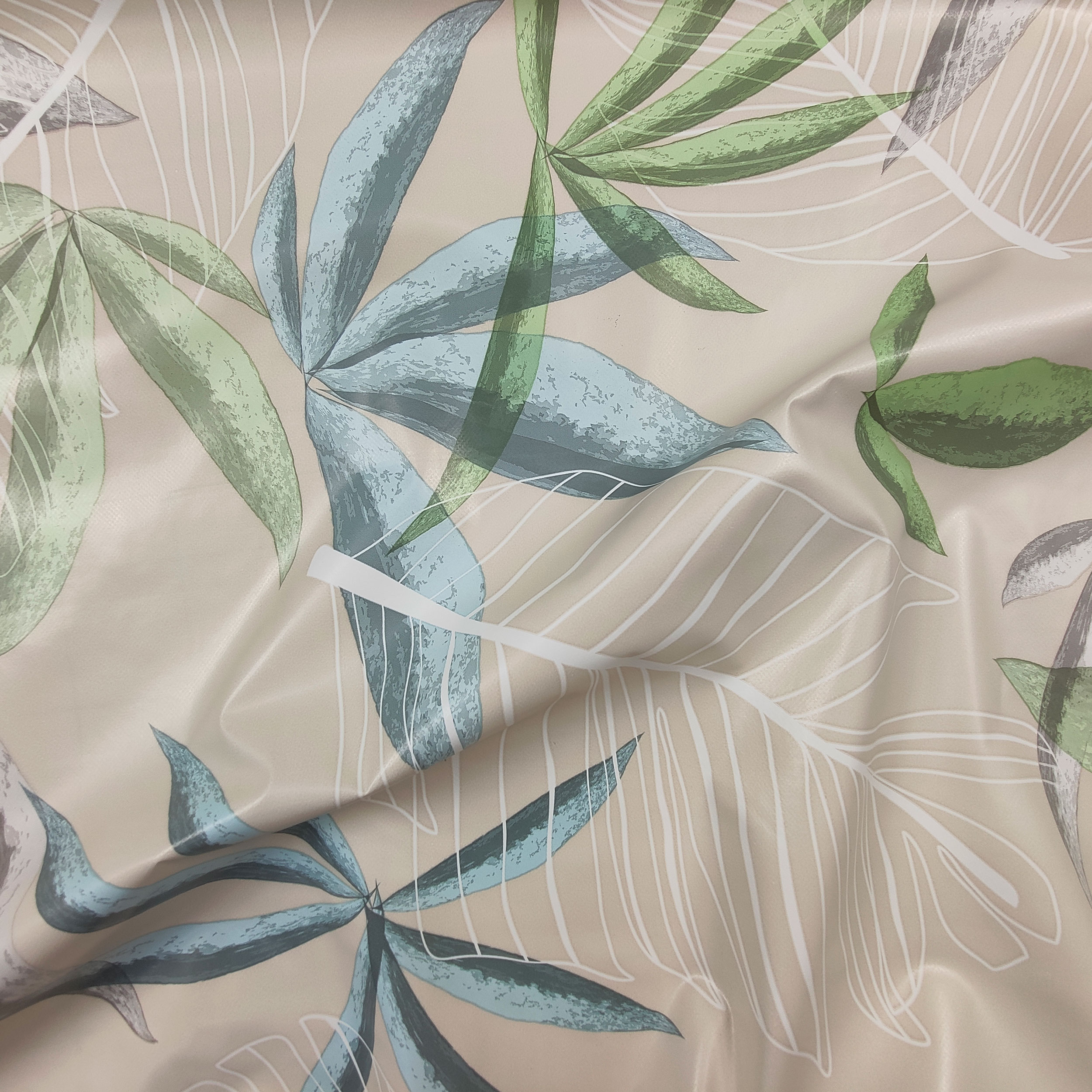Tessuto Tovaglia Plastificata Foglie Sfondo Beige Image