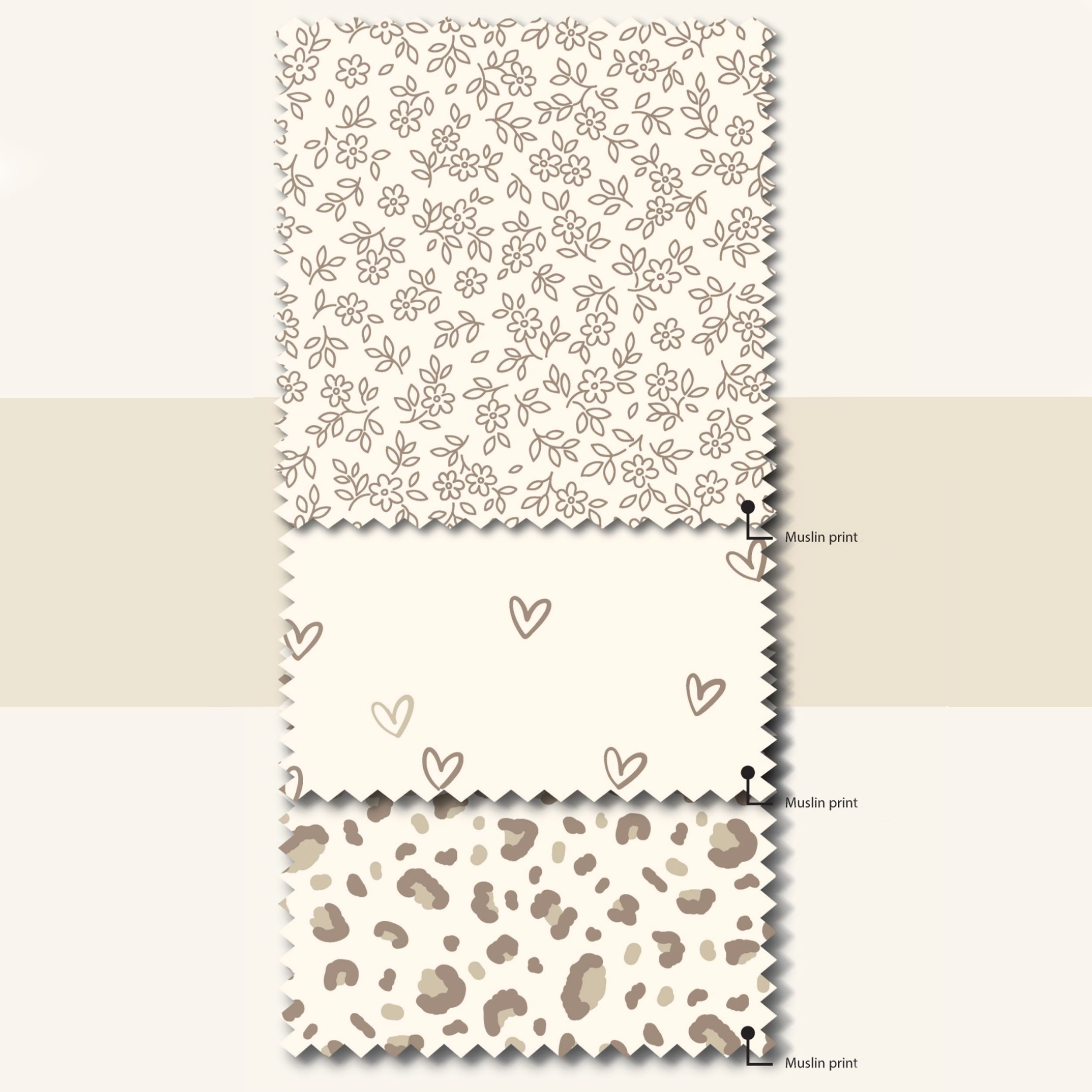 Mussola Cotone Cuoricini Beige Image