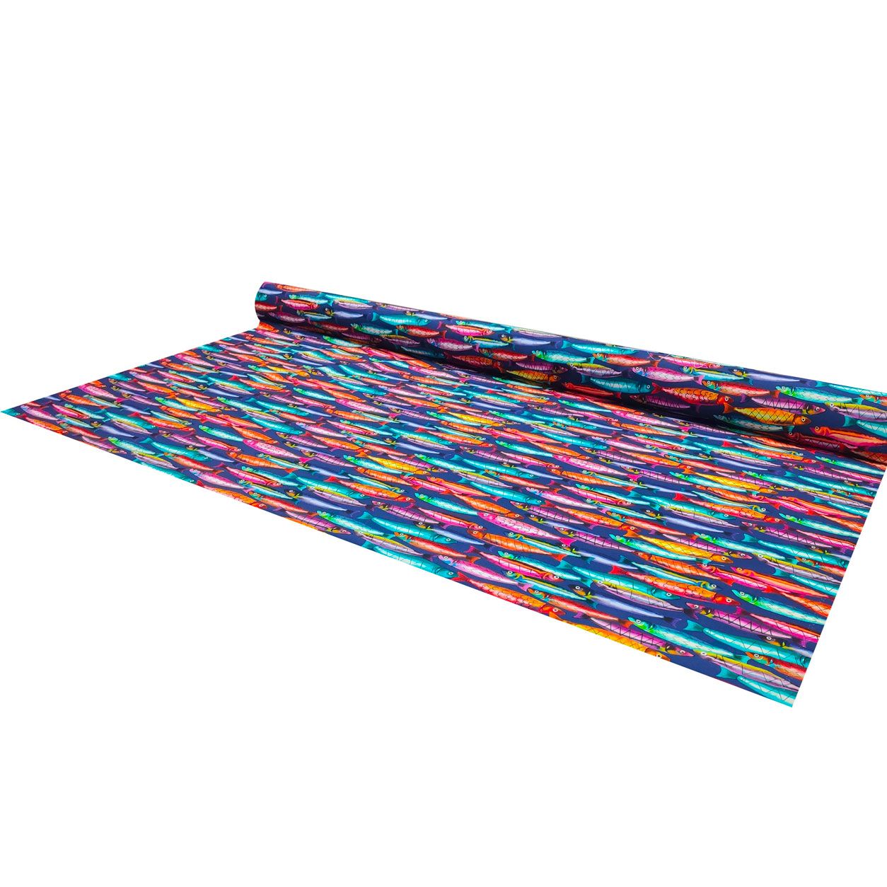 Tessuto Panama Cotone Sardine Multicolor Toni del Blu