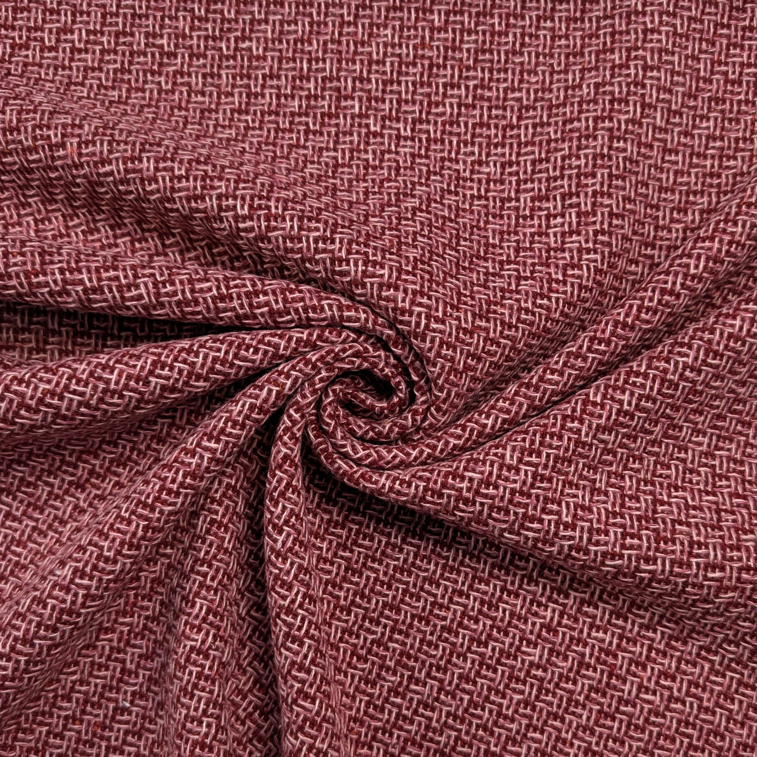 Tessuto Tweed Lana Rosso e Bianco Image