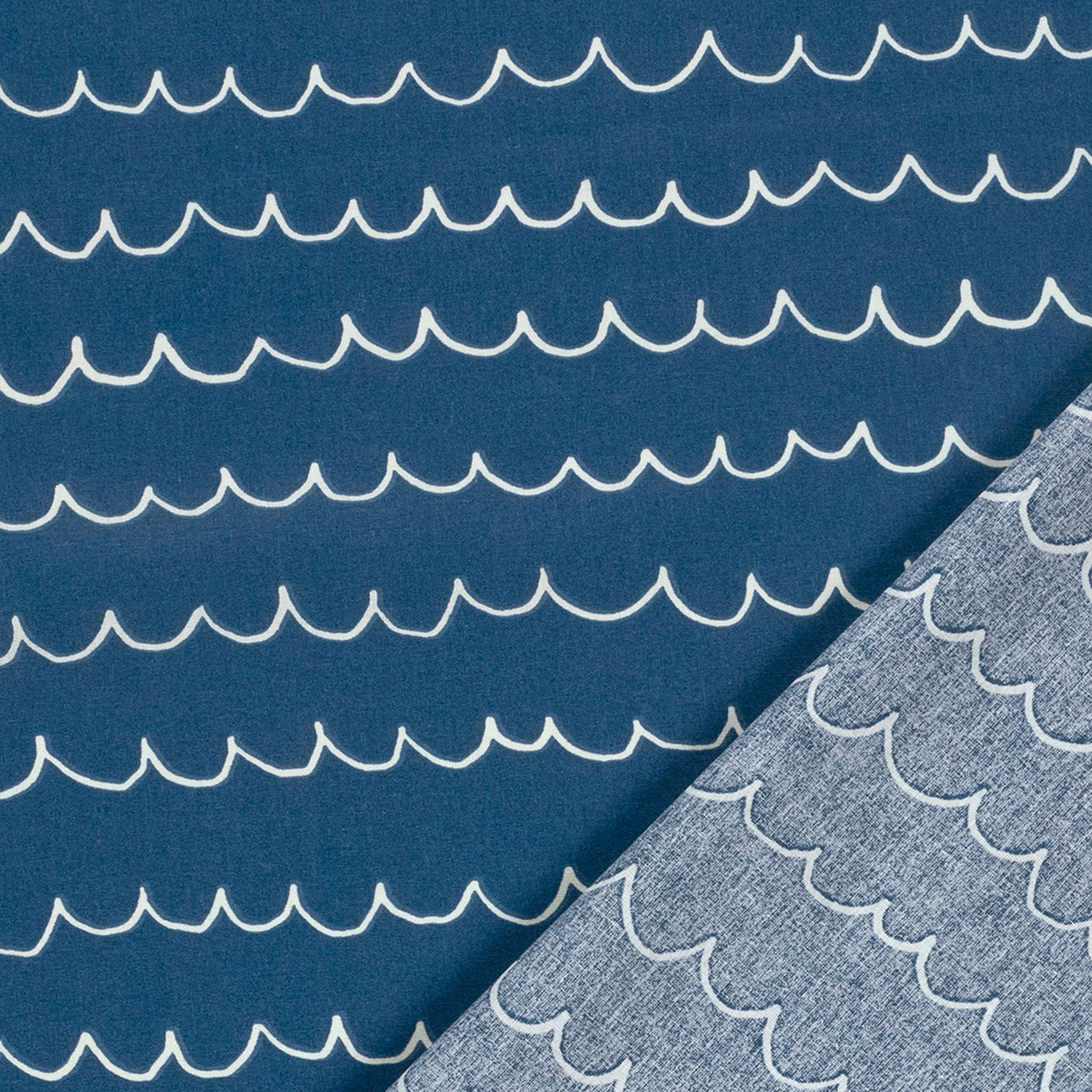 Popeline di Cotone Blu Onde del Mare Image